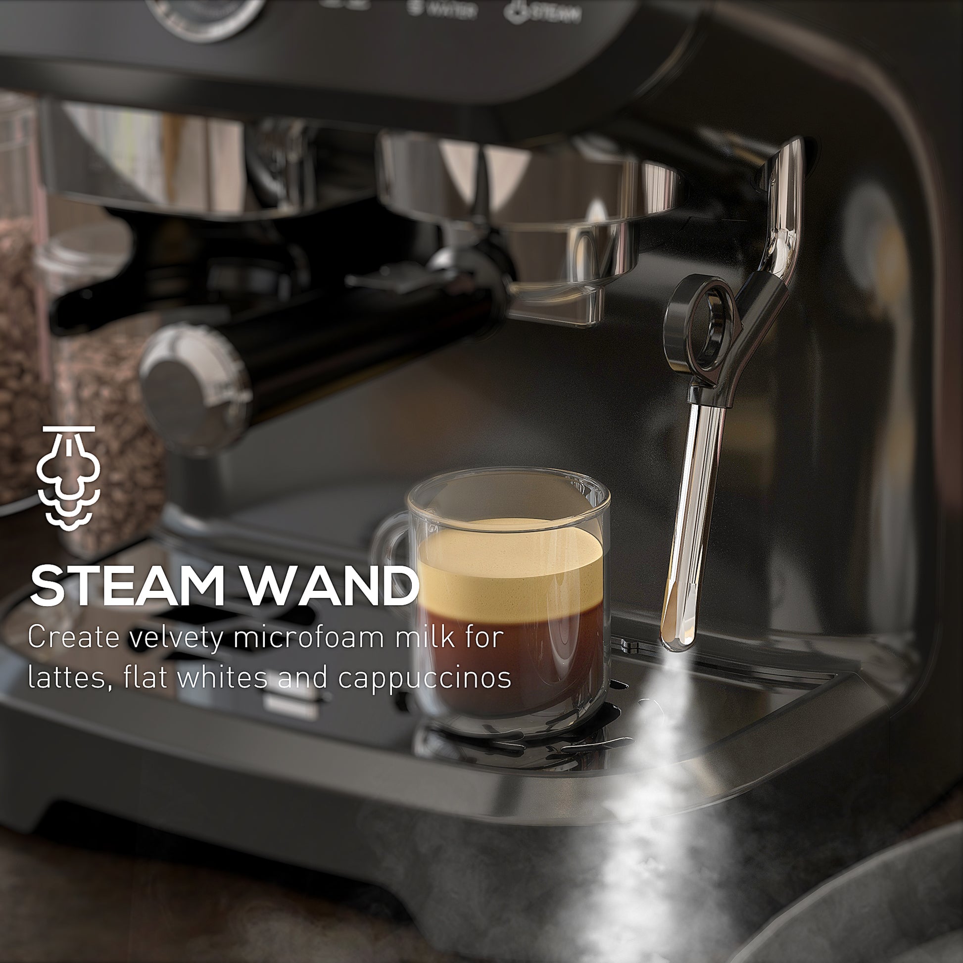 Espresso Machine with Grinder & Milk Frother - 15 Bar Black-DECOROLALA
