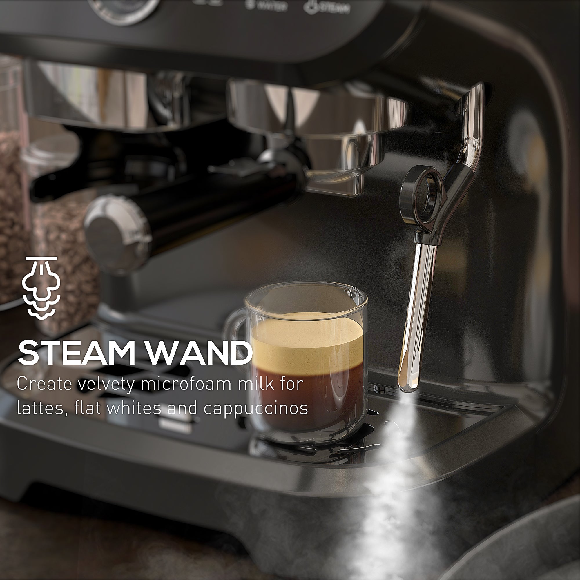 Espresso Machine with Grinder & Milk Frother - 15 Bar Black-DECOROLALA