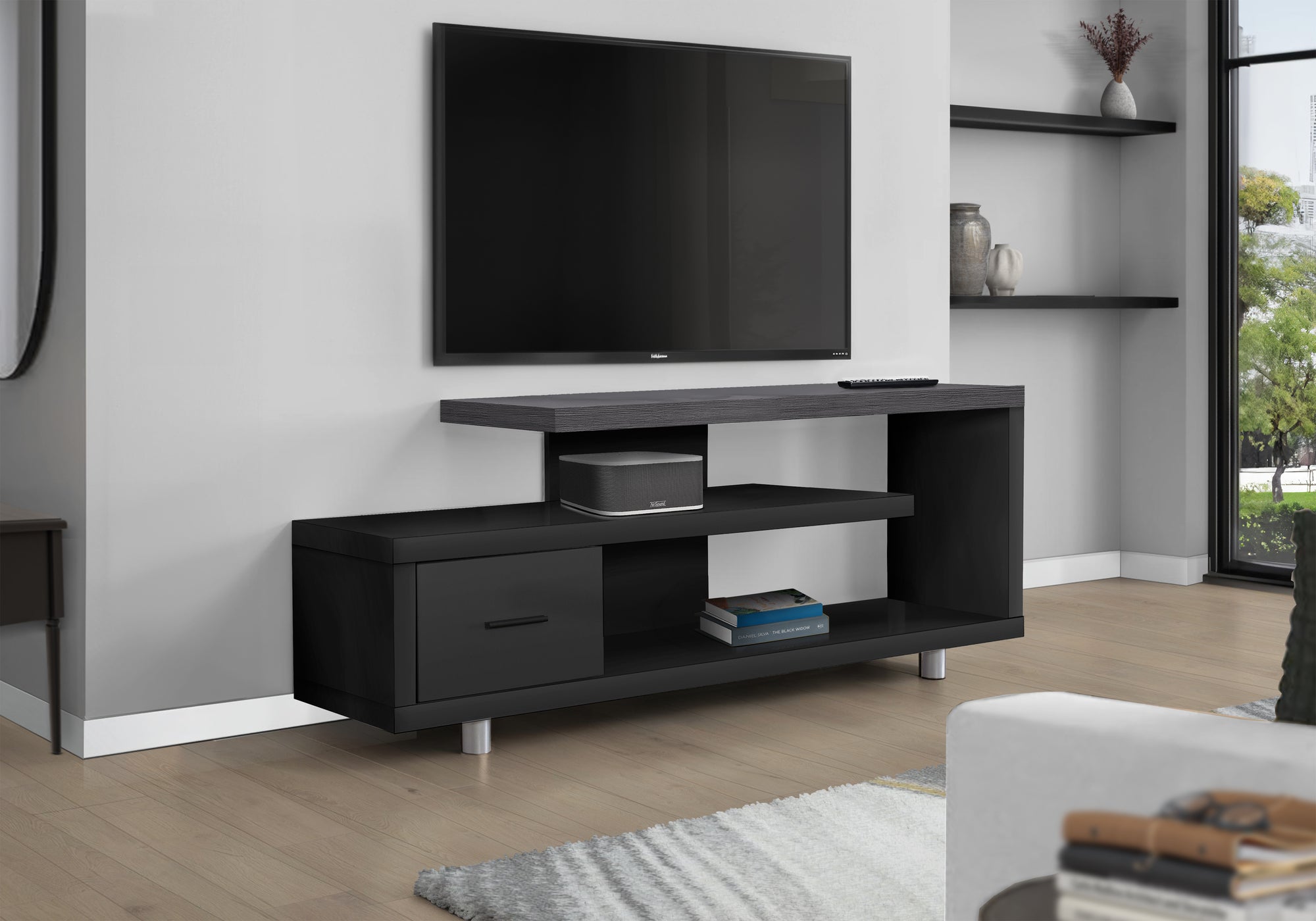 Espresso TV Stand 60" with Drawer-Tv Stand-DECOROLALA