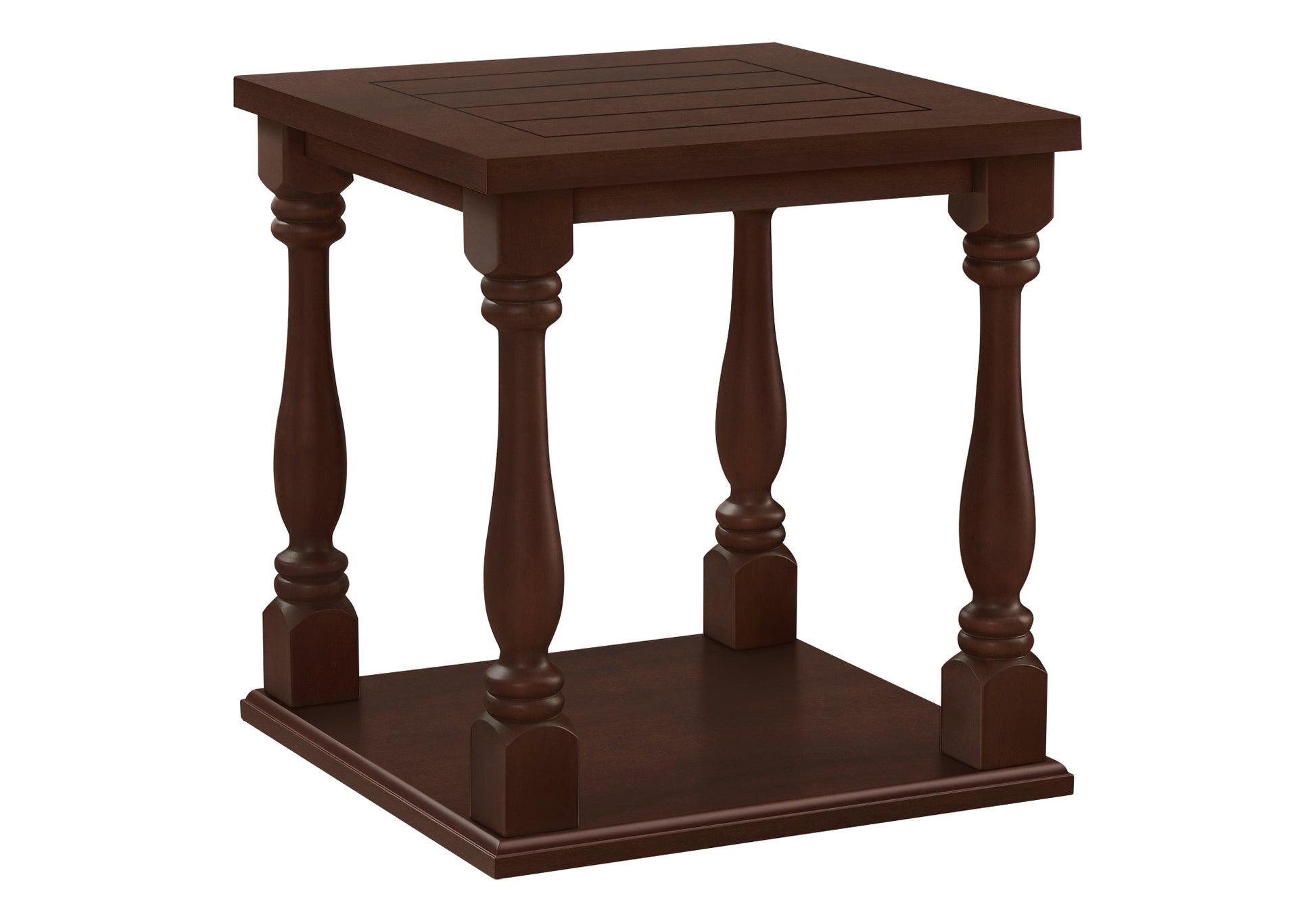 Espresso Veneer End Table with 2 Tier Shelving - 25"H-Accent Table-DECOROLALA