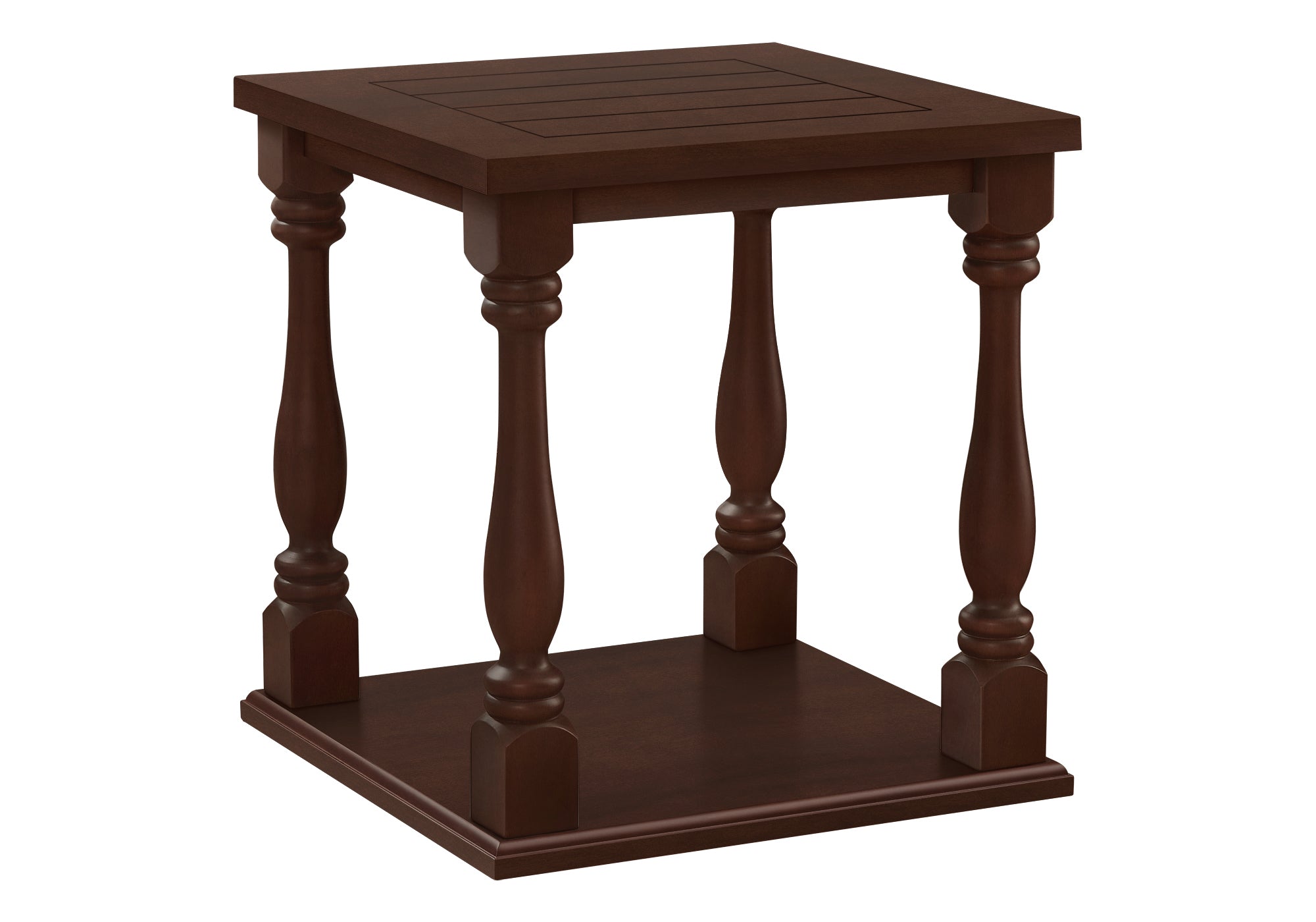 Espresso Veneer End Table with 2 Tier Shelving - 25"H-Accent Table-DECOROLALA