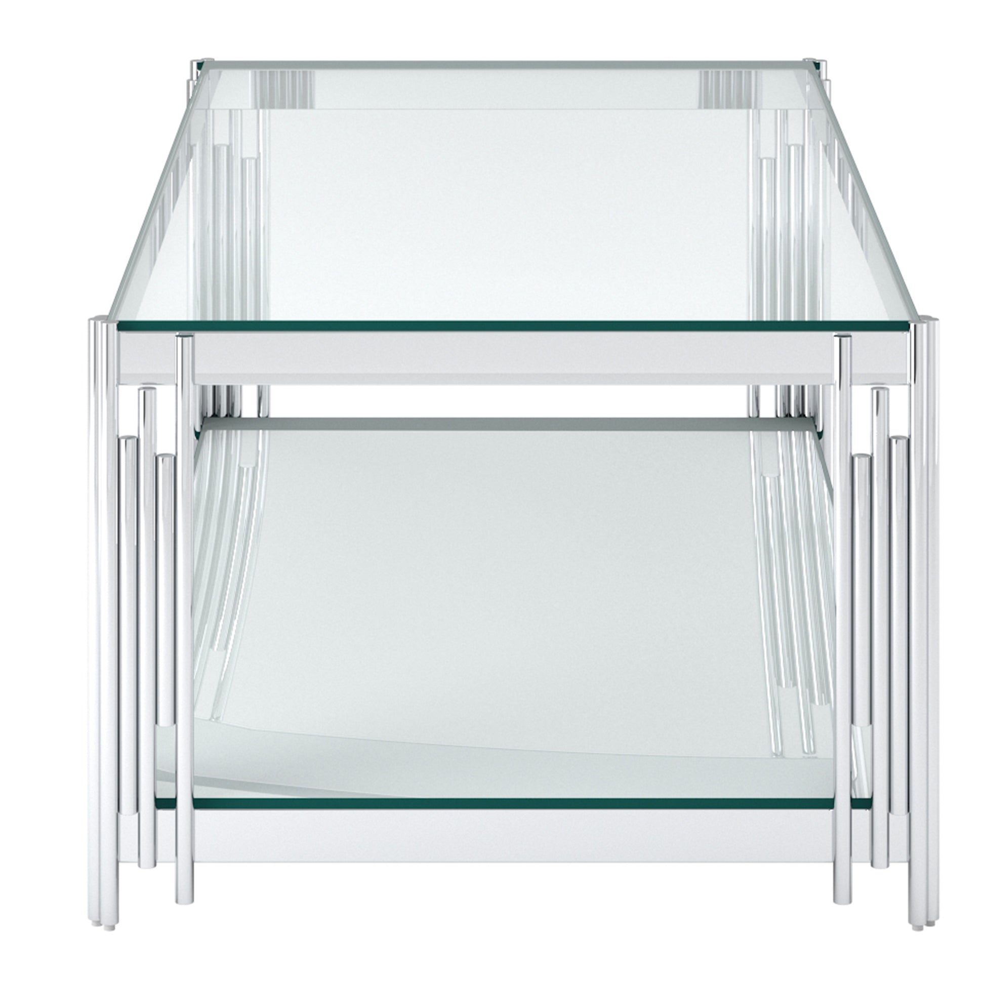 Estrel Coffee Table - Silver 2-Tier Glass and Mirror-DECOROLALA