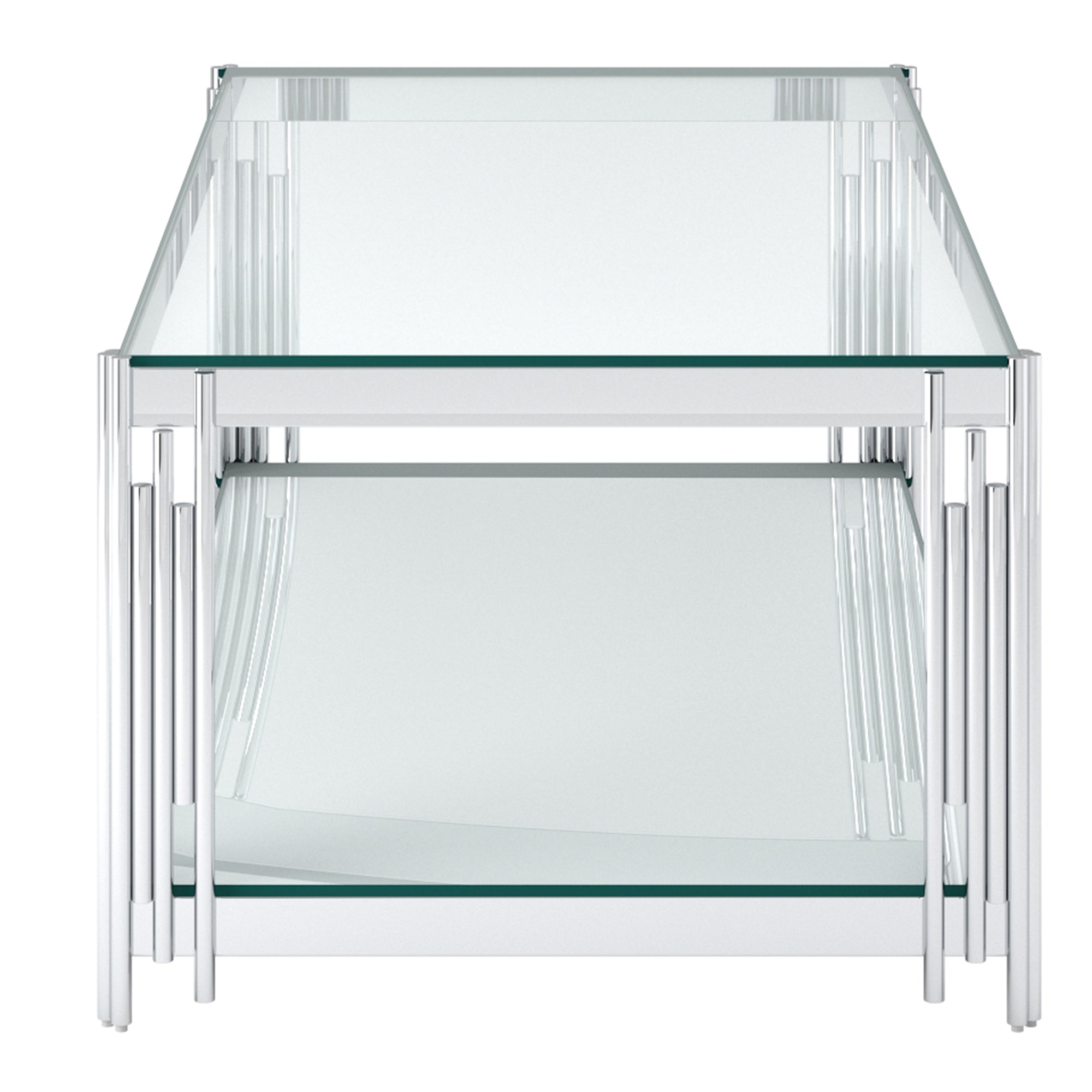 Estrel Coffee Table - Silver 2-Tier Glass and Mirror-DECOROLALA