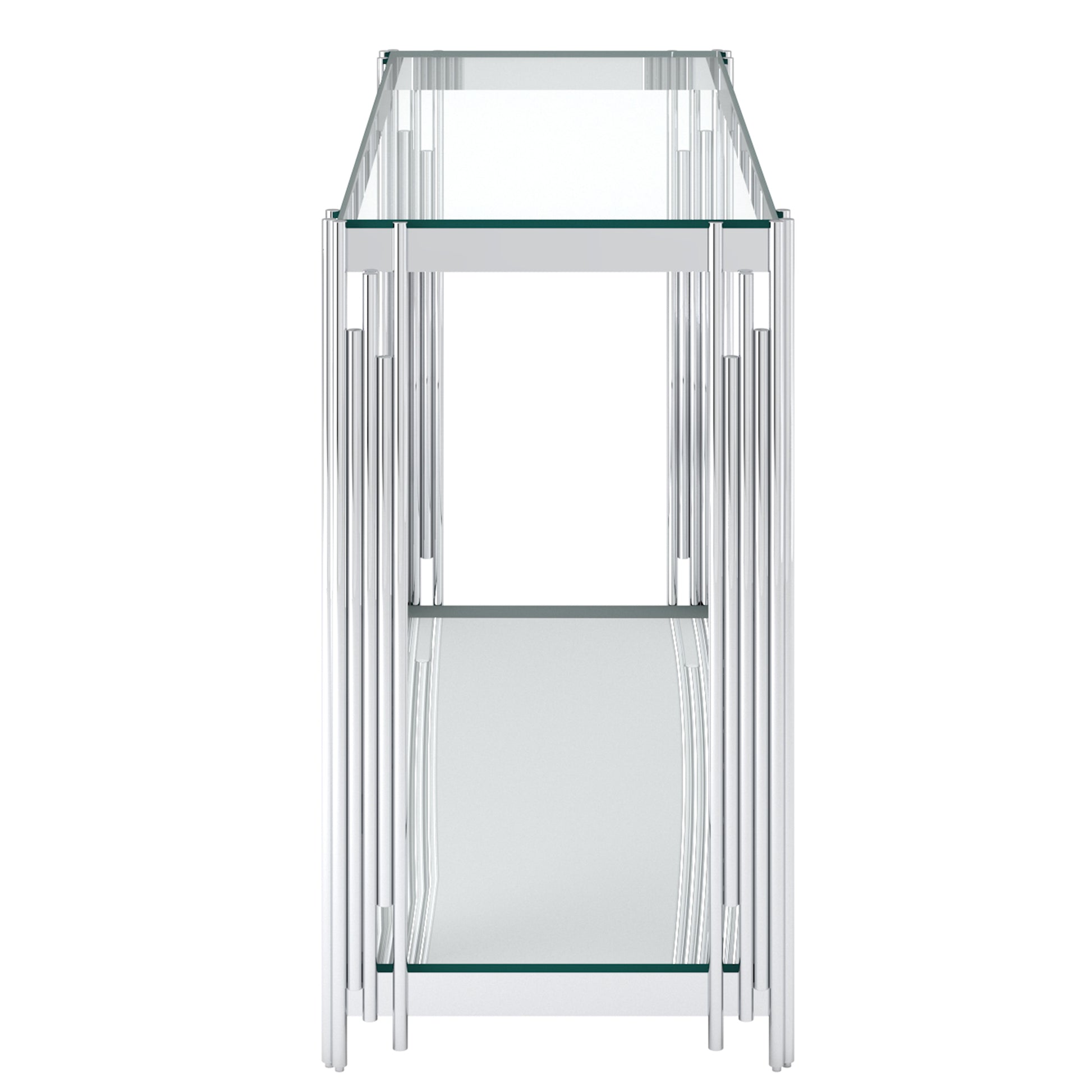Estrel Console Table - Silver Contemporary 2-Tier Glass-DECOROLALA