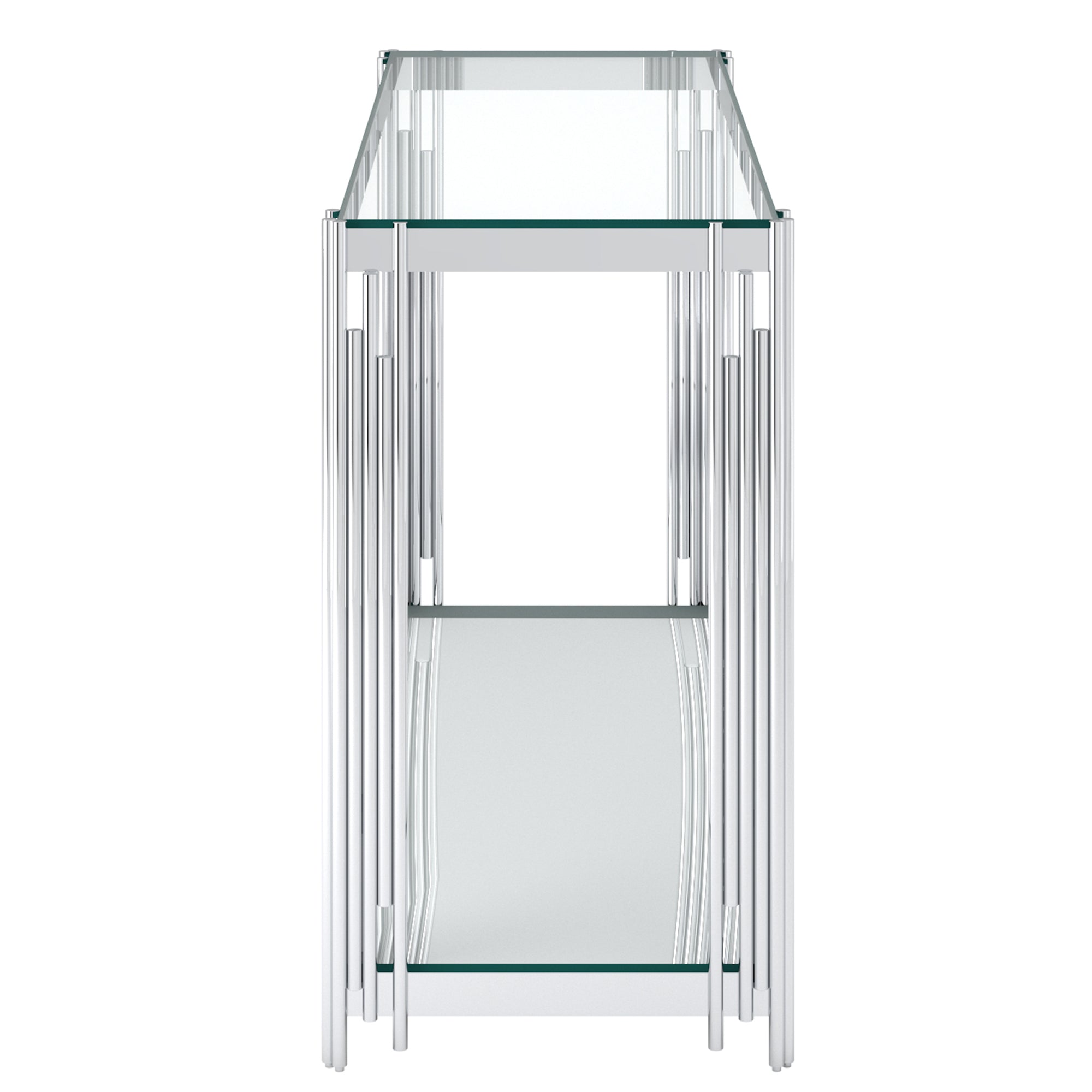 Estrel Console Table - Silver Contemporary 2-Tier Glass-DECOROLALA