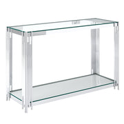 Estrel Console Table - Silver Contemporary 2-Tier Glass-DECOROLALA