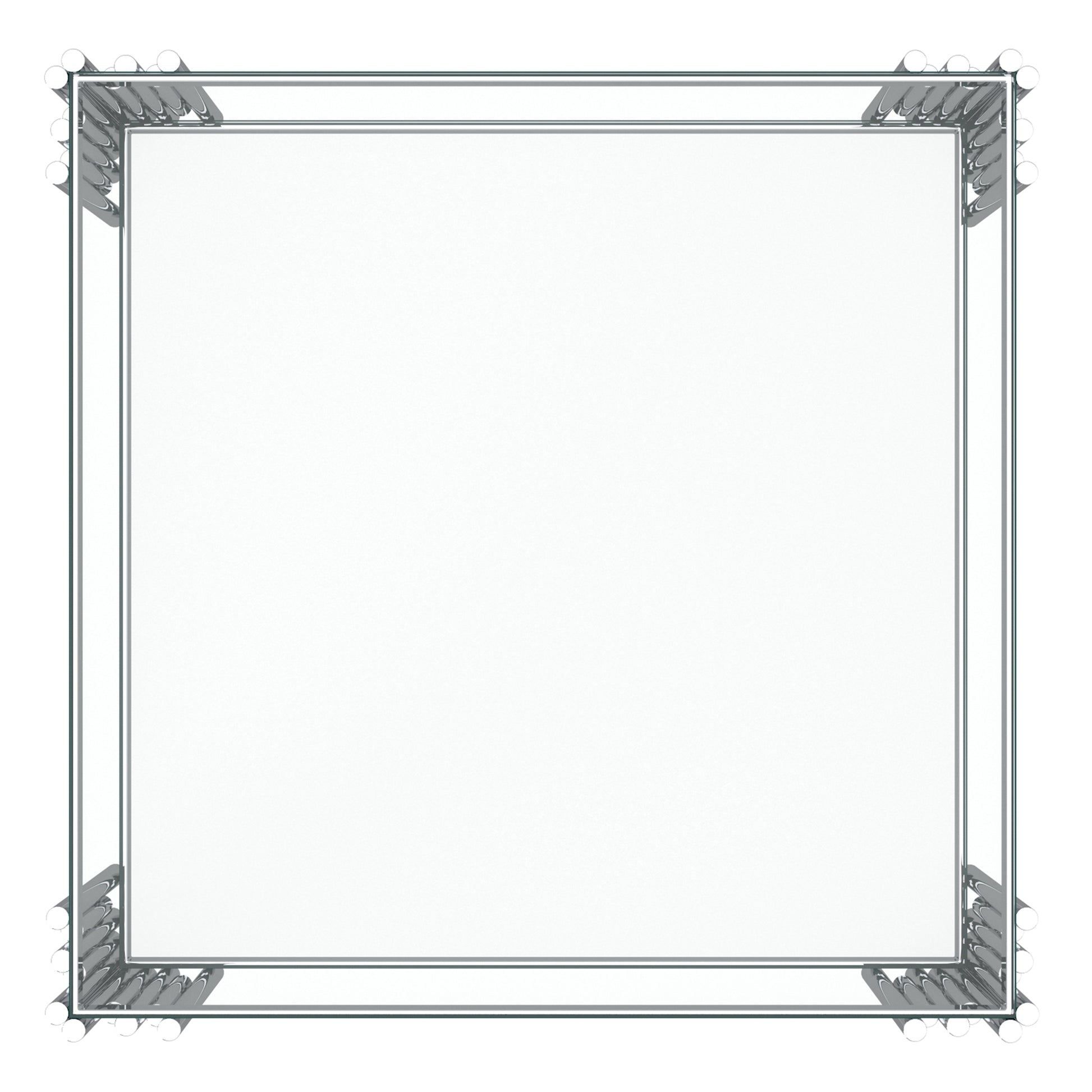 Estrel Large Accent Table - Silver Polished Metal 2-Tier Glass-DECOROLALA