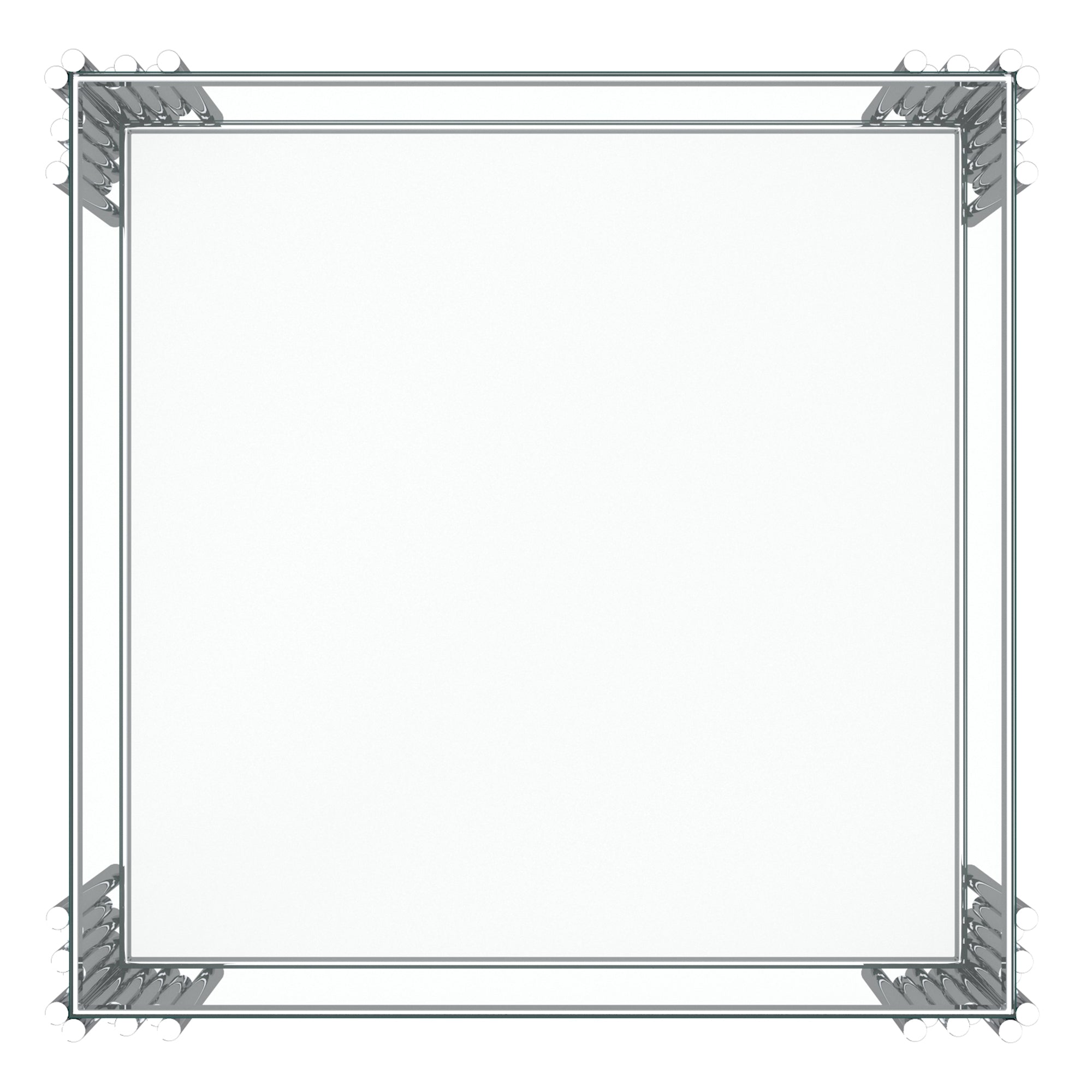 Estrel Large Accent Table - Silver Polished Metal 2-Tier Glass-DECOROLALA