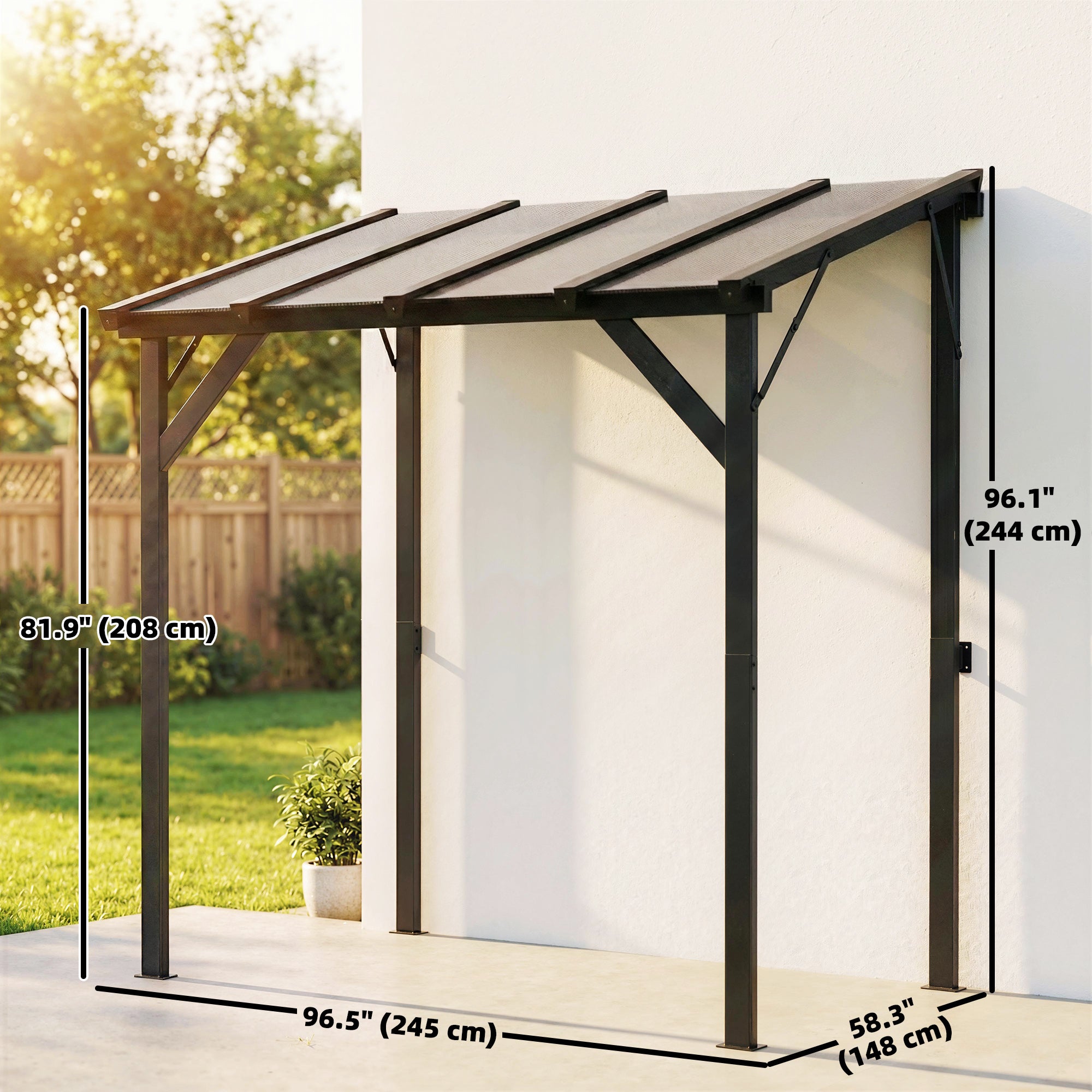 Hardtop Grill Gazebo - Lean-to BBQ Shelter Dark Grey