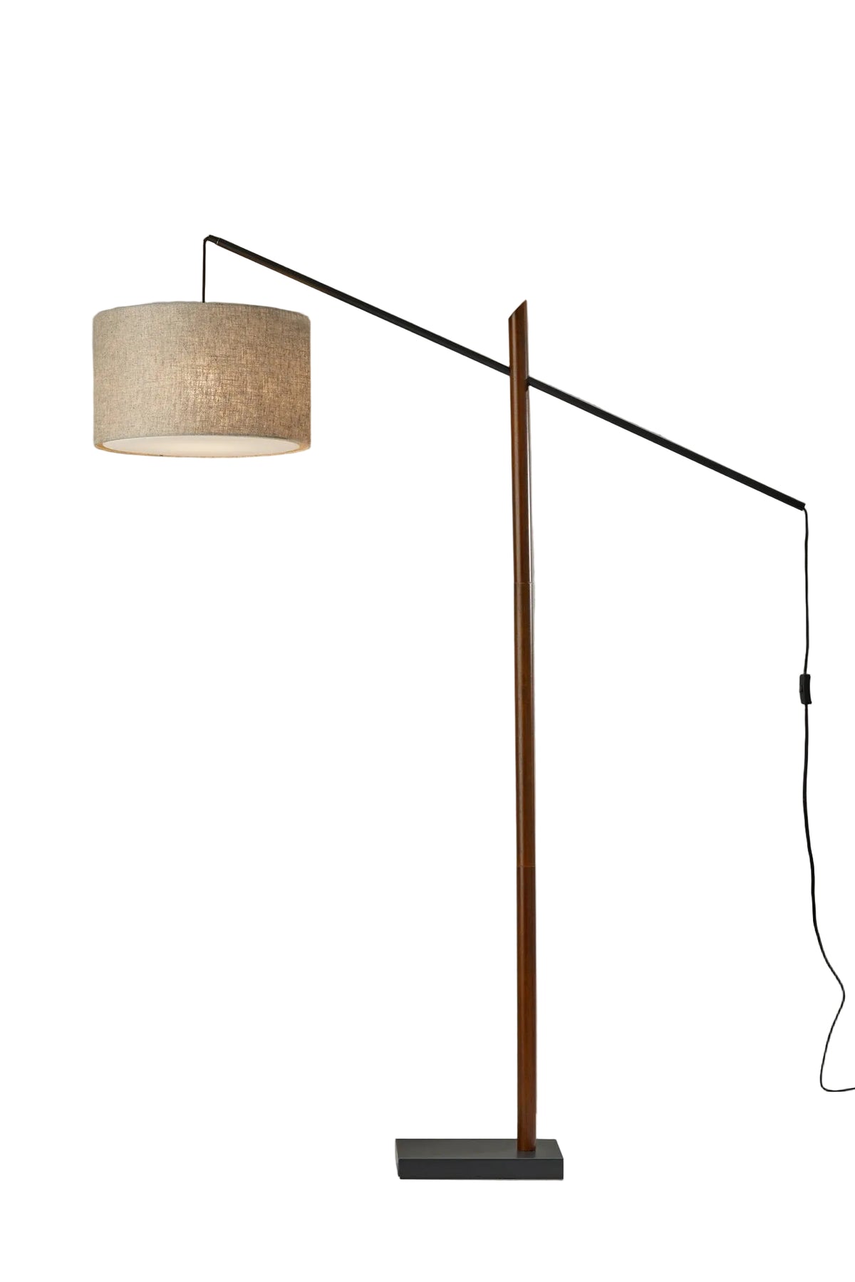 Ethan Arc Lamp - Walnut Wood Black Metal-Lighting-DECOROLALA