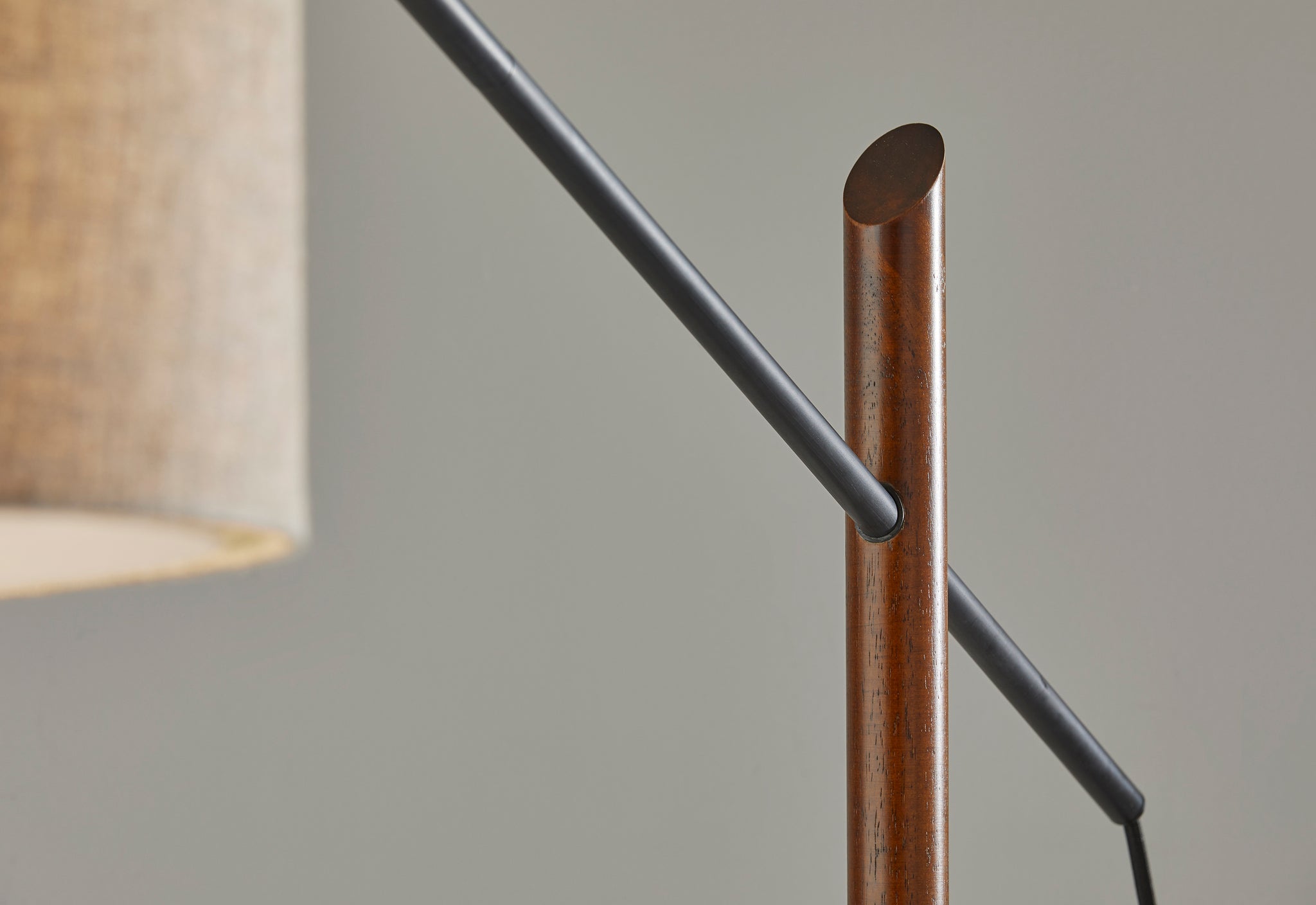 Ethan Arc Lamp - Walnut Wood Black Metal-Lighting-DECOROLALA