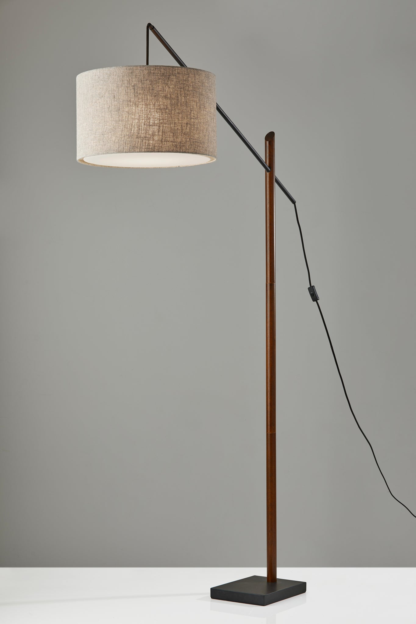 Ethan Arc Lamp - Walnut Wood Black Metal-Lighting-DECOROLALA