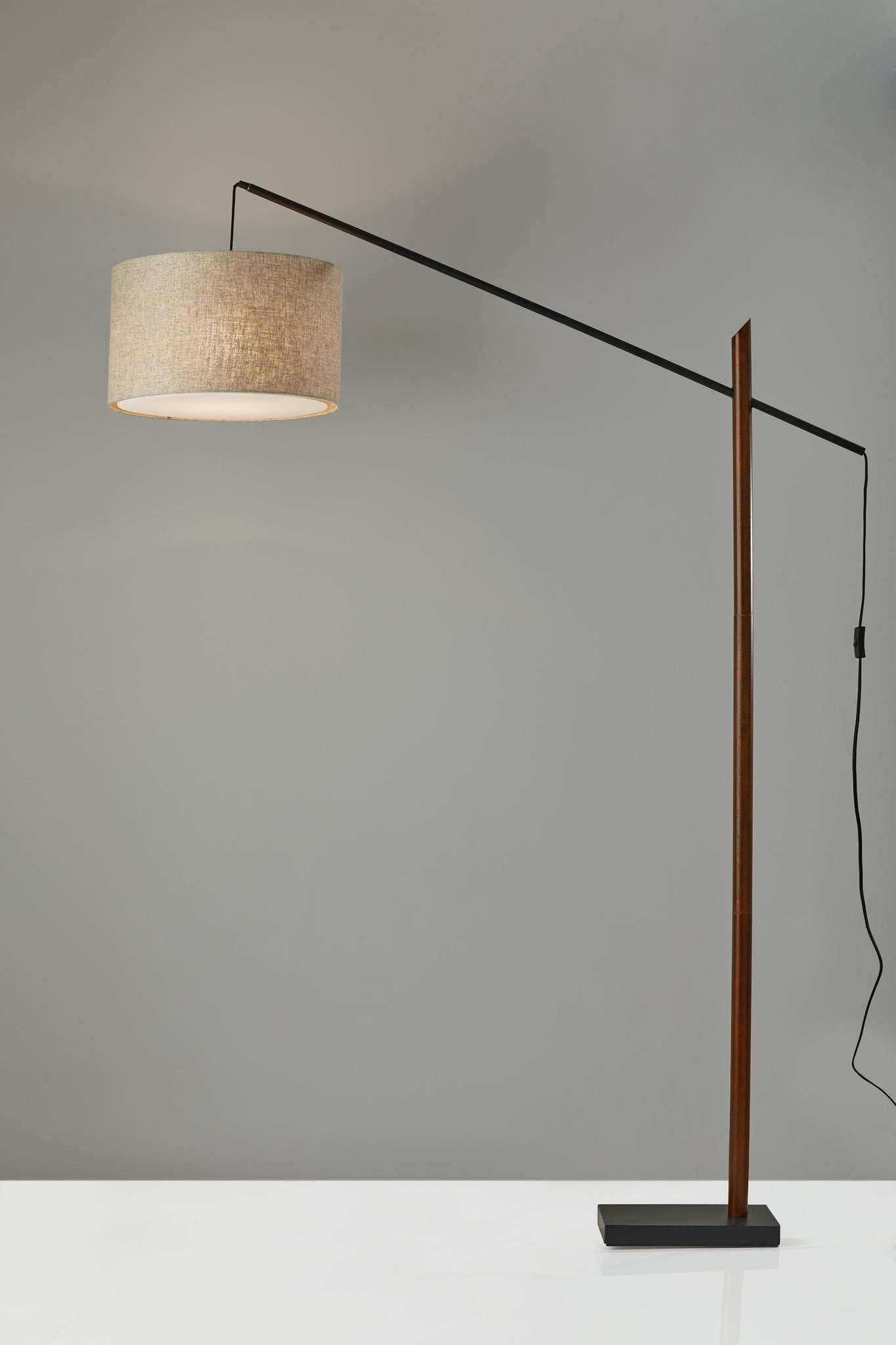 Ethan Arc Lamp - Walnut Wood Black Metal-Lighting-DECOROLALA