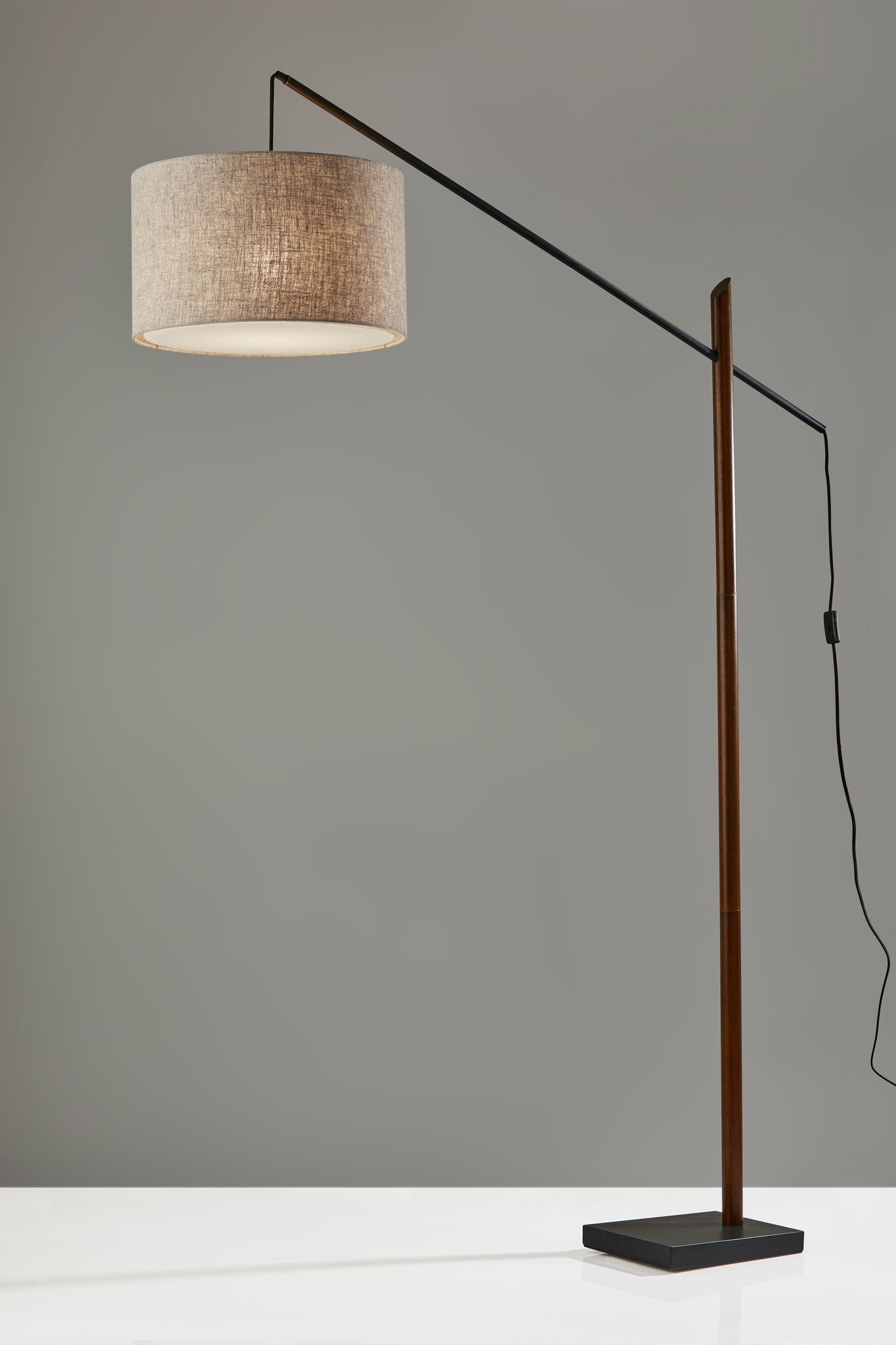 Ethan Arc Lamp - Walnut Wood Black Metal-Lighting-DECOROLALA