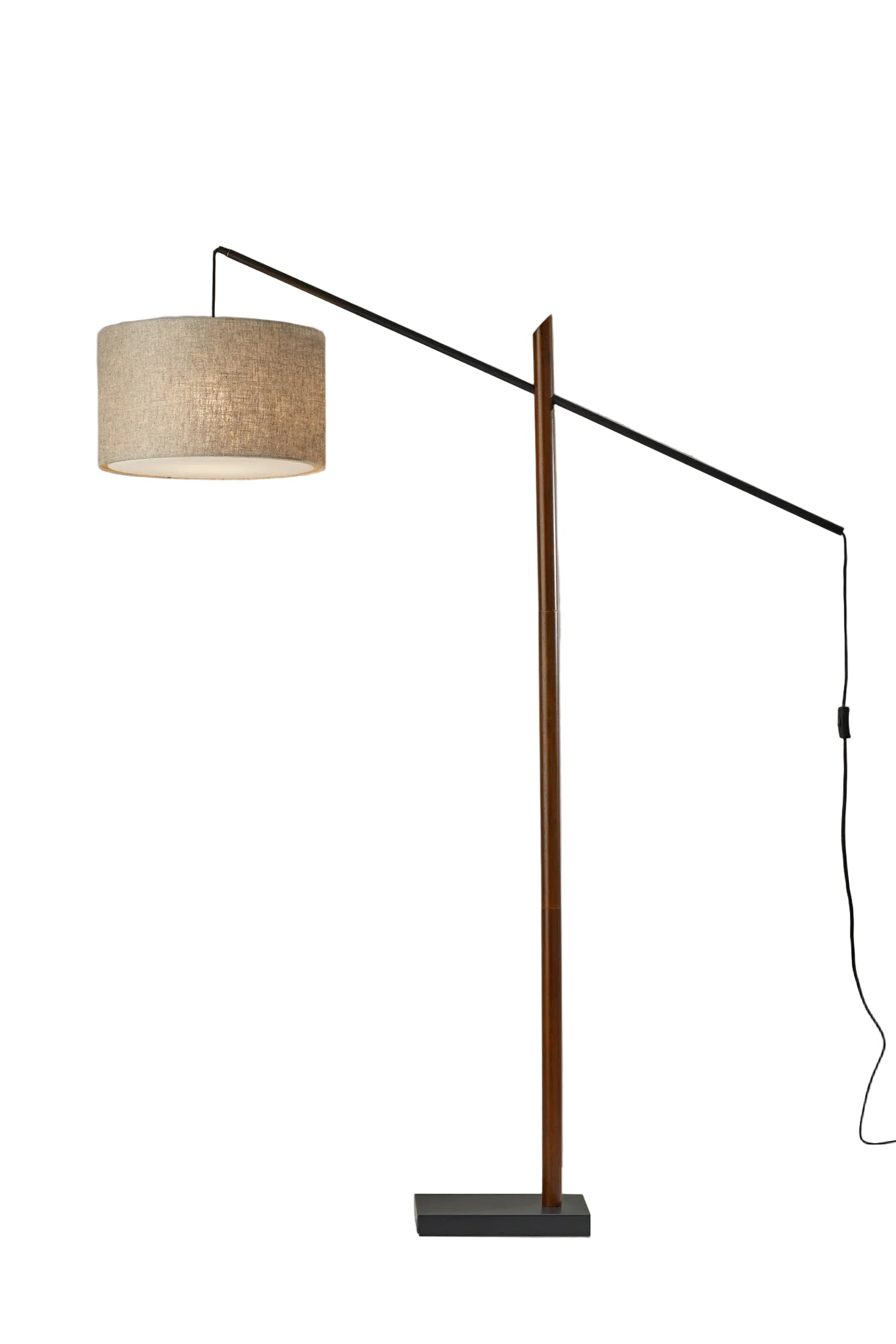 Ethan Arc Lamp - Walnut Wood Black Metal-Lighting-DECOROLALA