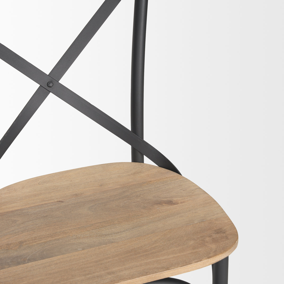 Etienne Cross Back Dining Side Chair | Light Brown Wood w/ Iron-Dining Chairs-DECOROLALA