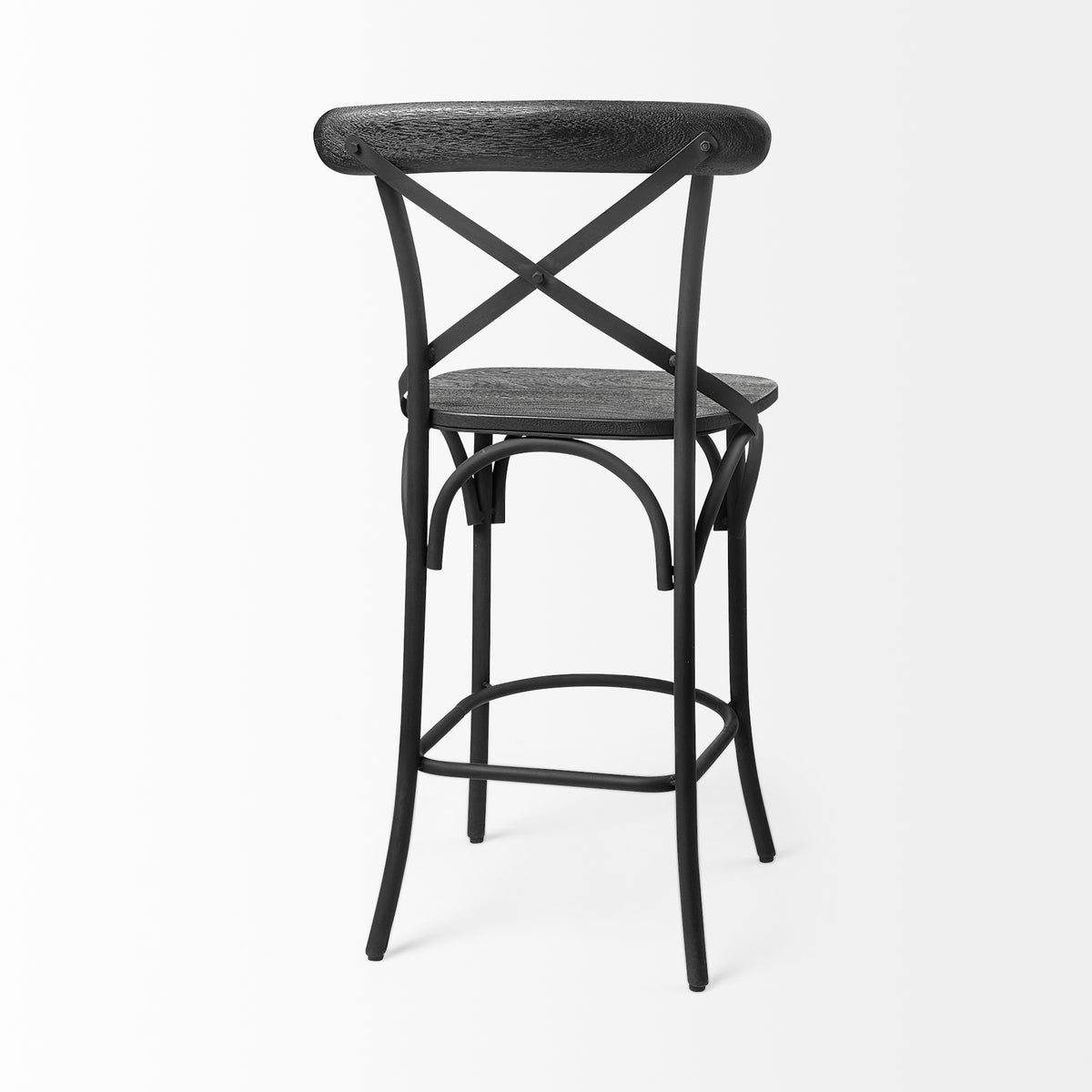 Etienne 26.25" Seat Height Wood Seat Metal Base Stool-Bar Stools-DECOROLALA