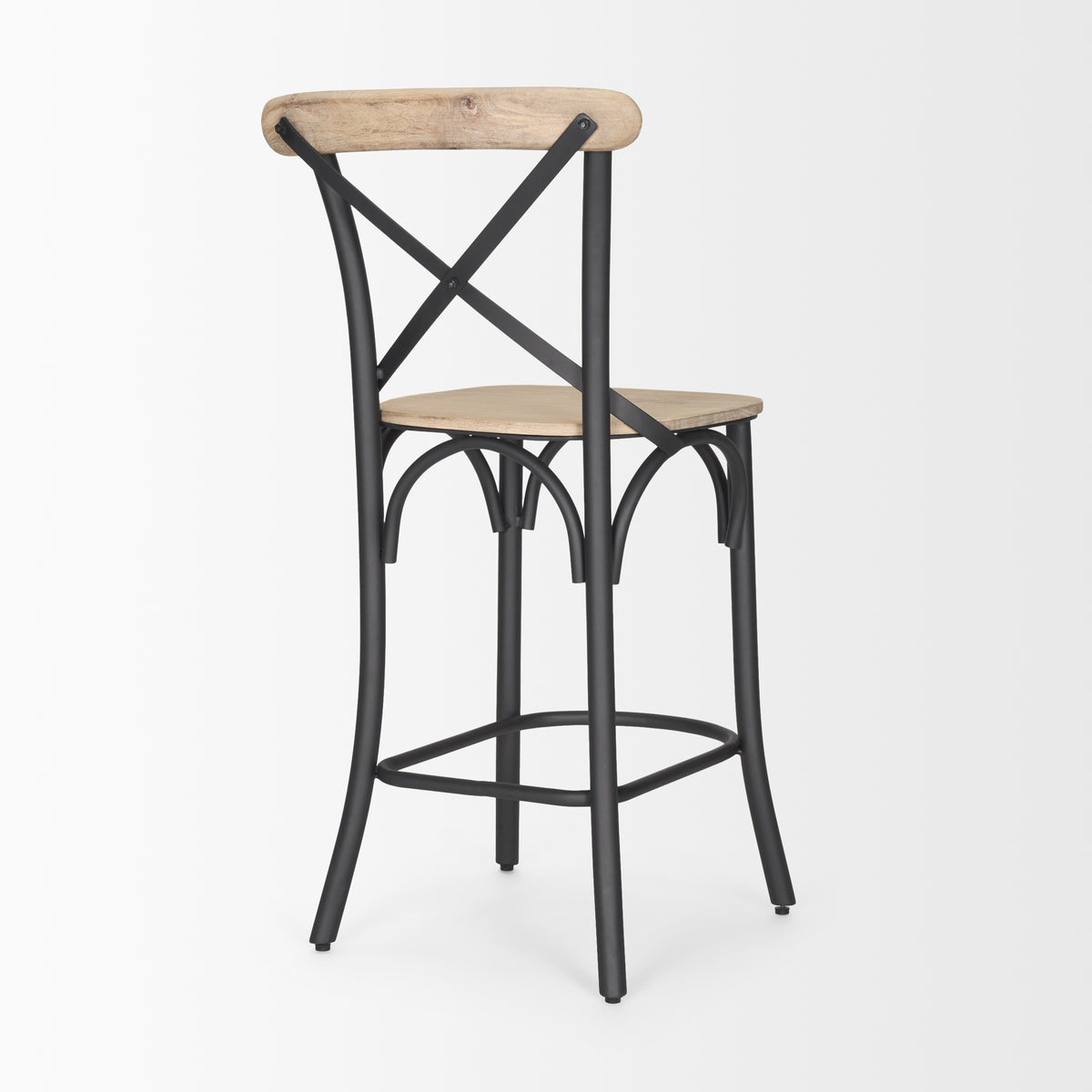 Etienne 26.25" Seat Height Wood Seat Metal Base Stool-Bar Stools-DECOROLALA