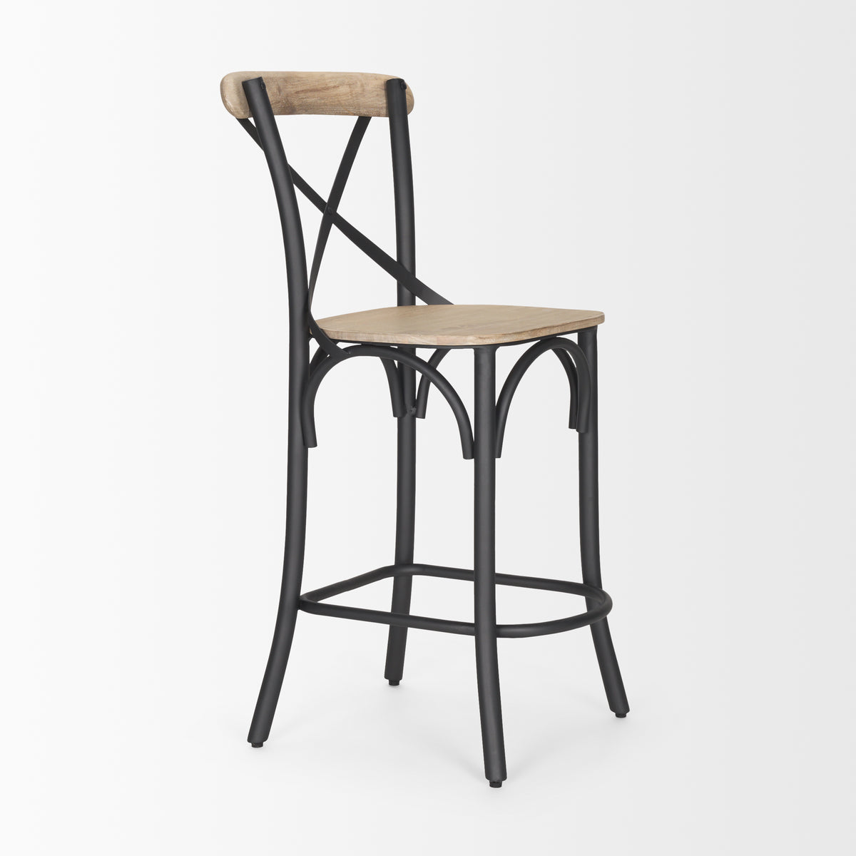 Etienne 26.25" Seat Height Wood Seat Metal Base Stool-Bar Stools-DECOROLALA