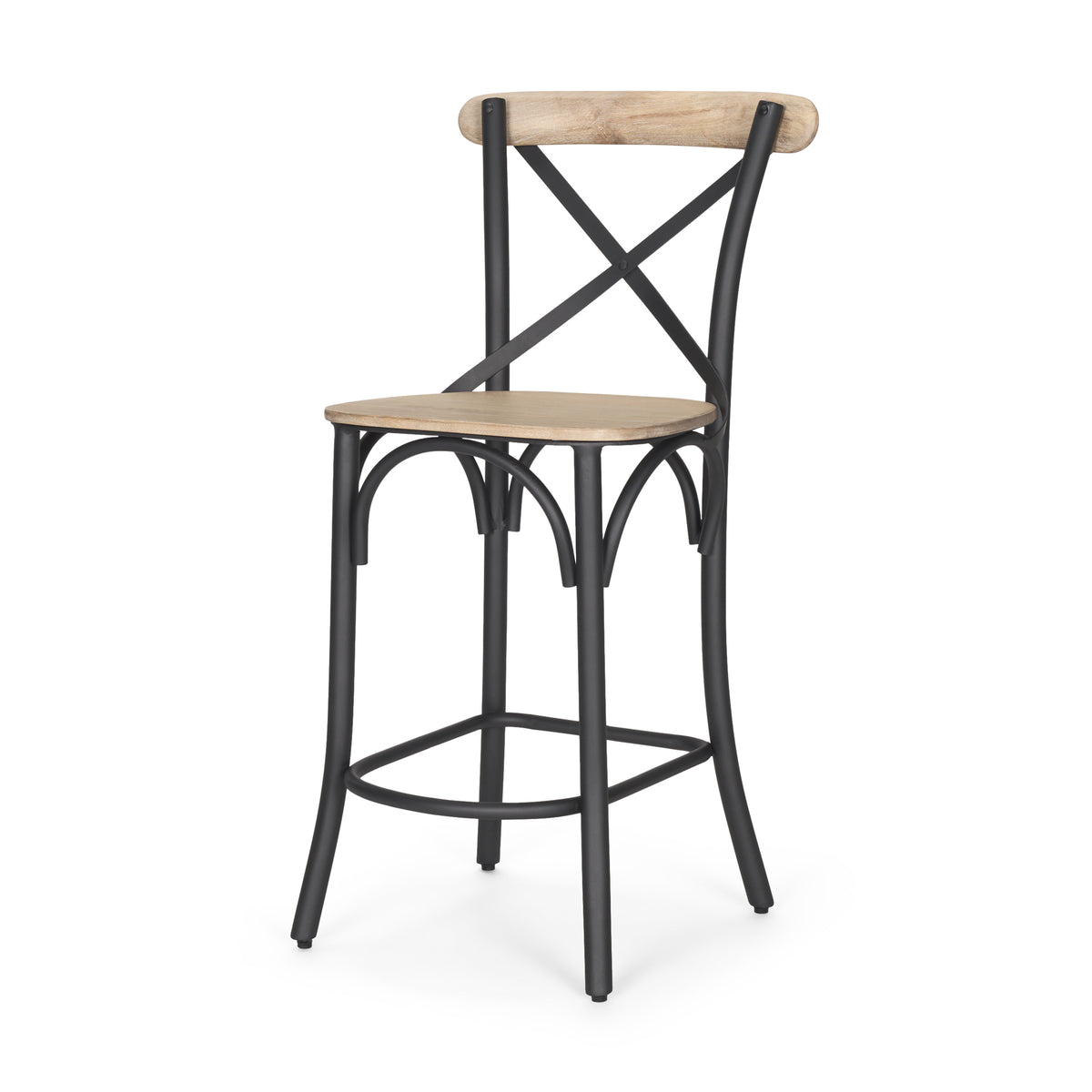 Etienne 26.25" Seat Height Wood Seat Metal Base Stool-Bar Stools-DECOROLALA
