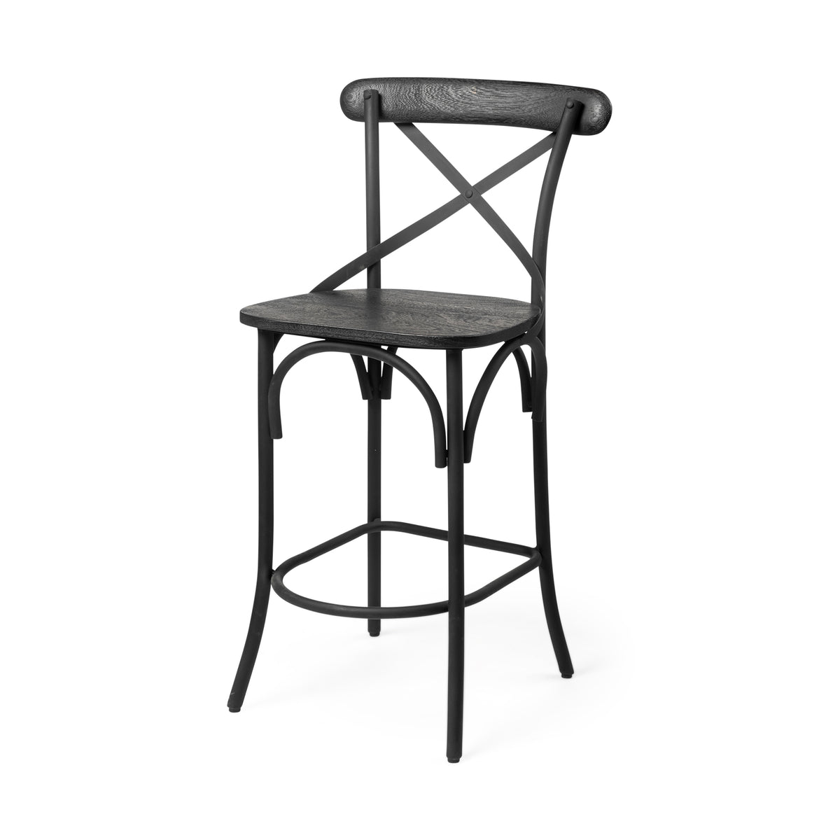Etienne 26.25" Seat Height Wood Seat Metal Base Stool-Bar Stools-DECOROLALA