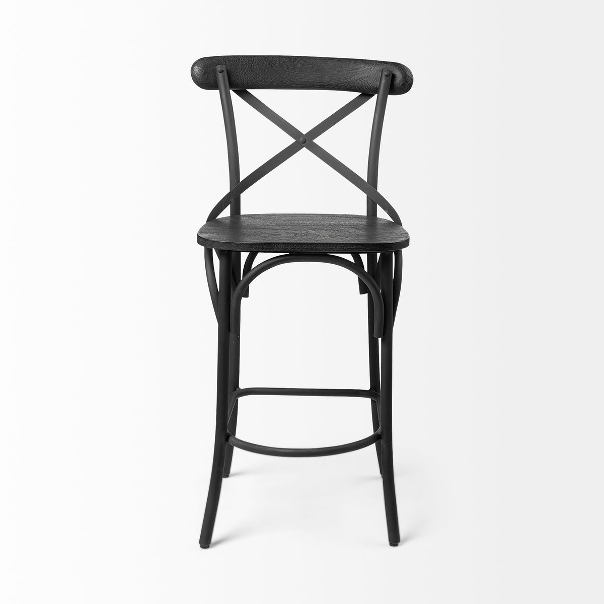 Etienne 26.25" Seat Height Wood Seat Metal Base Stool-Bar Stools-DECOROLALA