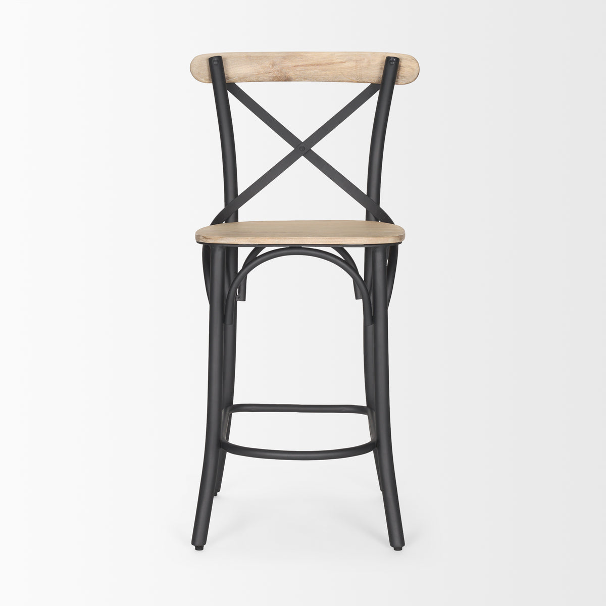 Etienne 26.25" Seat Height Wood Seat Metal Base Stool-Bar Stools-DECOROLALA