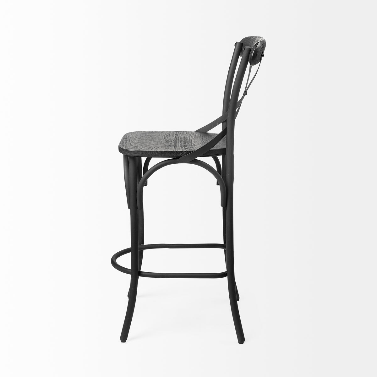 Etienne 26.25" Seat Height Wood Seat Metal Base Stool-Bar Stools-DECOROLALA
