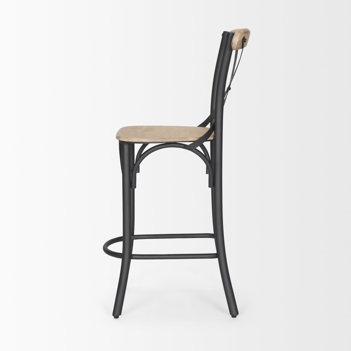 Etienne 26.25" Seat Height Wood Seat Metal Base Stool-Bar Stools-DECOROLALA