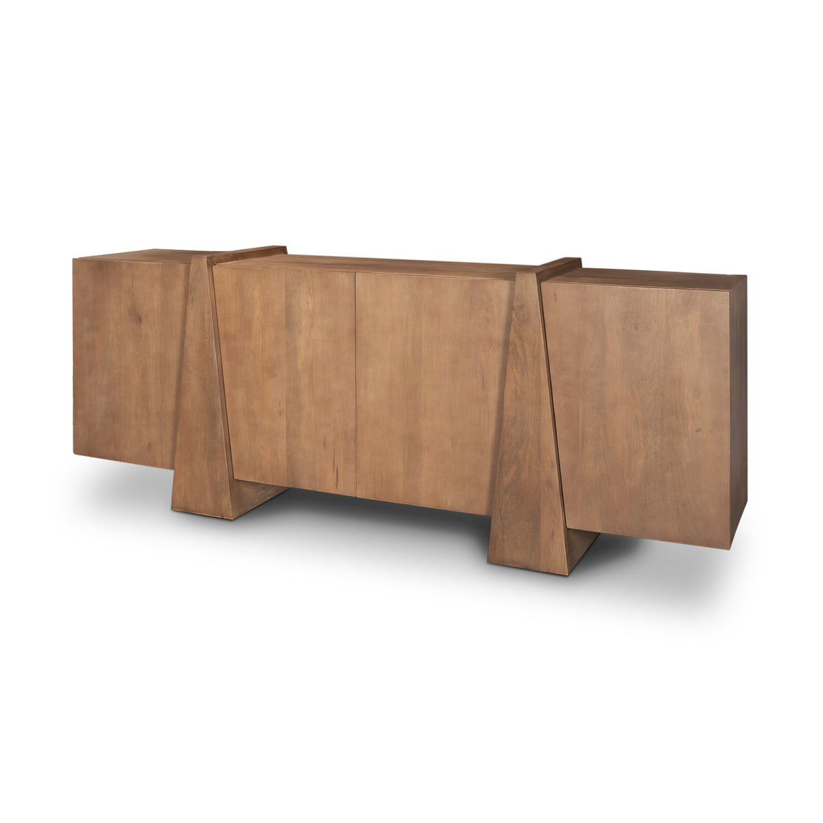 Eula Medium Brown Wood 4-Door Sideboard-Sideboards & Buffets-DECOROLALA
