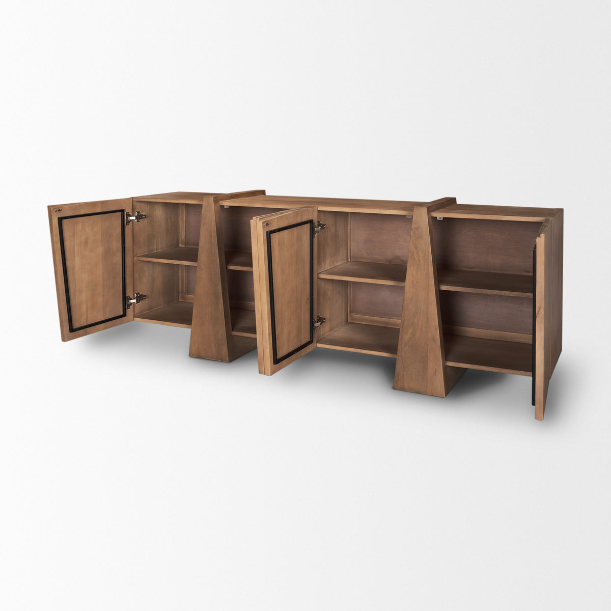 Eula Medium Brown Wood 4-Door Sideboard-Sideboards & Buffets-DECOROLALA