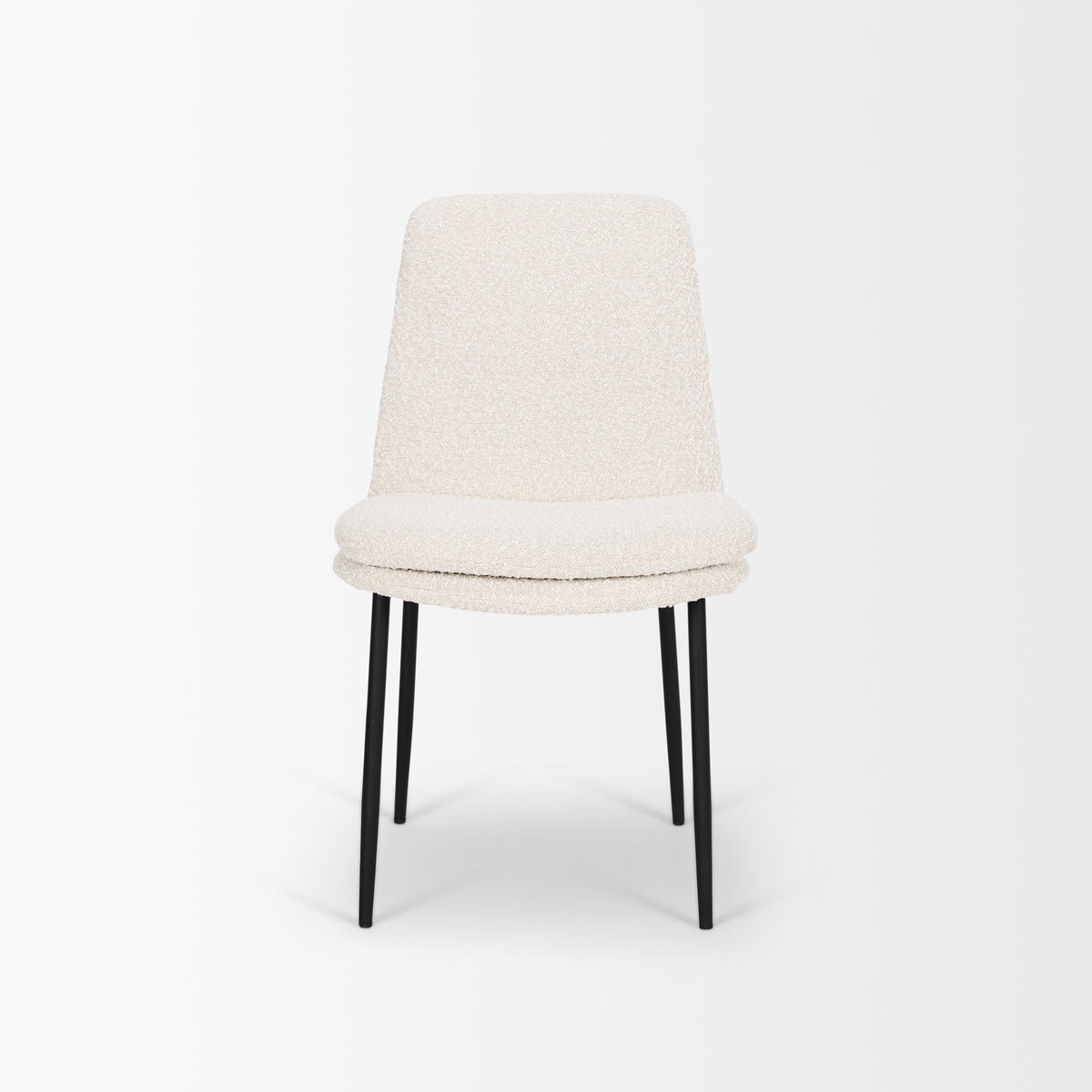 Eve Curved Back Dining Side Chair | Cream Boucle w/ Black Metal-Dining Chairs-DECOROLALA