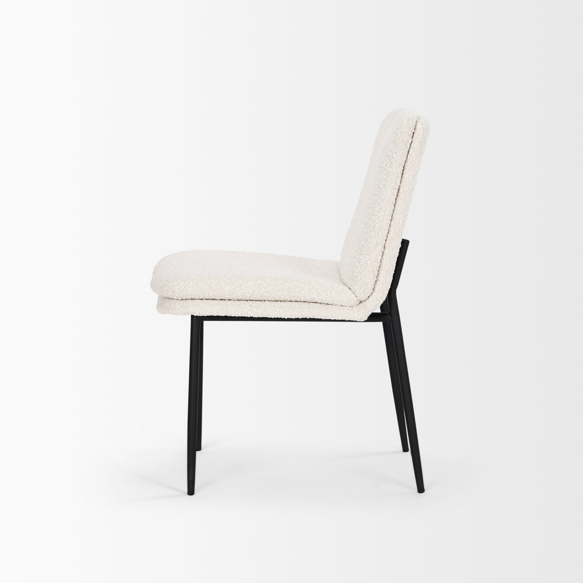 Eve Curved Back Dining Side Chair | Cream Boucle w/ Black Metal-Dining Chairs-DECOROLALA