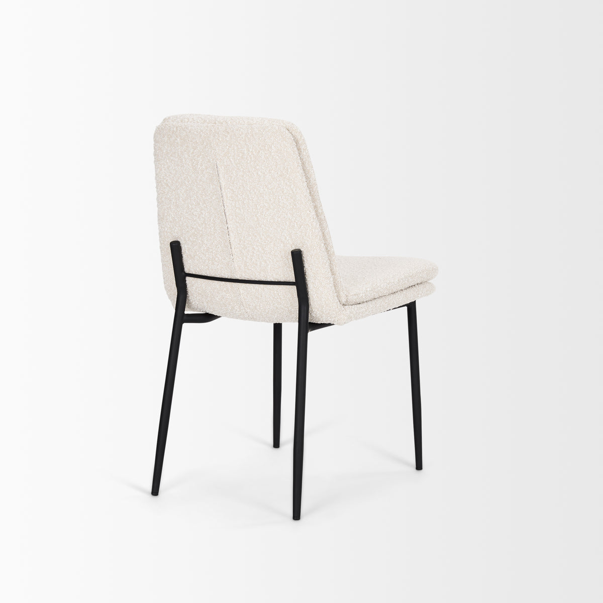 Eve Curved Back Dining Side Chair | Cream Boucle w/ Black Metal-Dining Chairs-DECOROLALA