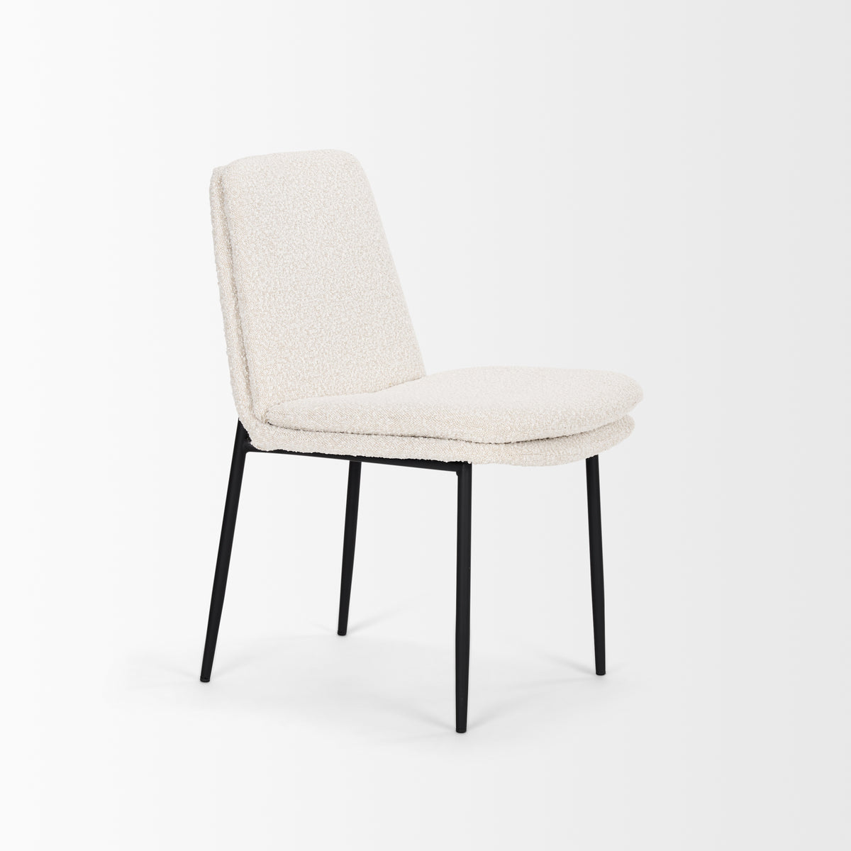 Eve Curved Back Dining Side Chair | Cream Boucle w/ Black Metal-Dining Chairs-DECOROLALA