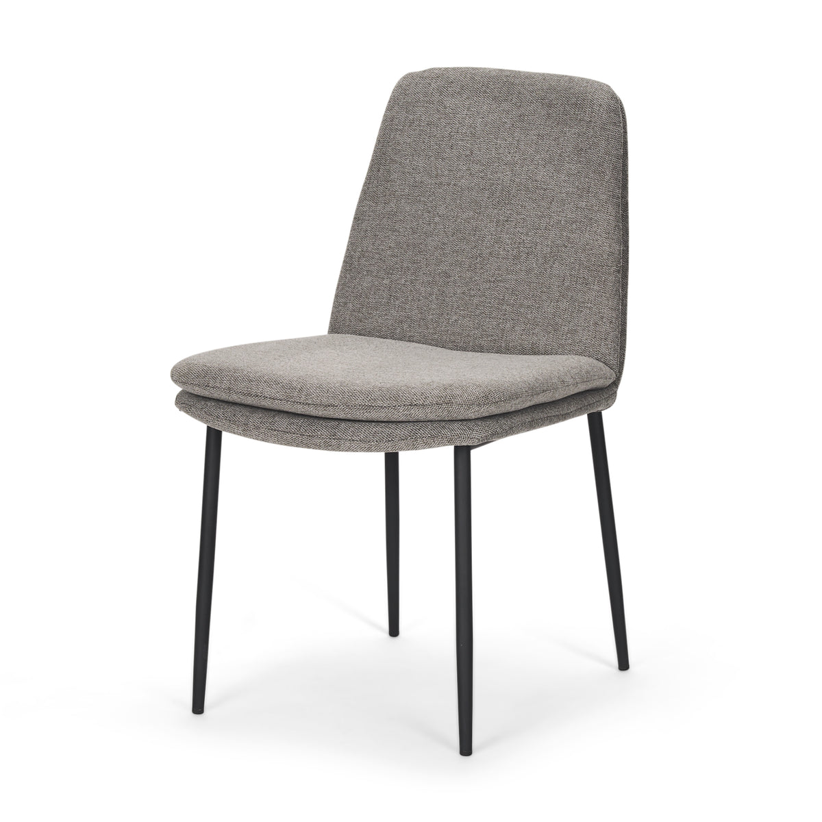 Eve Curved Back Dining Side Chair | Gray Fabric w/ Black Metal-Dining Chairs-DECOROLALA