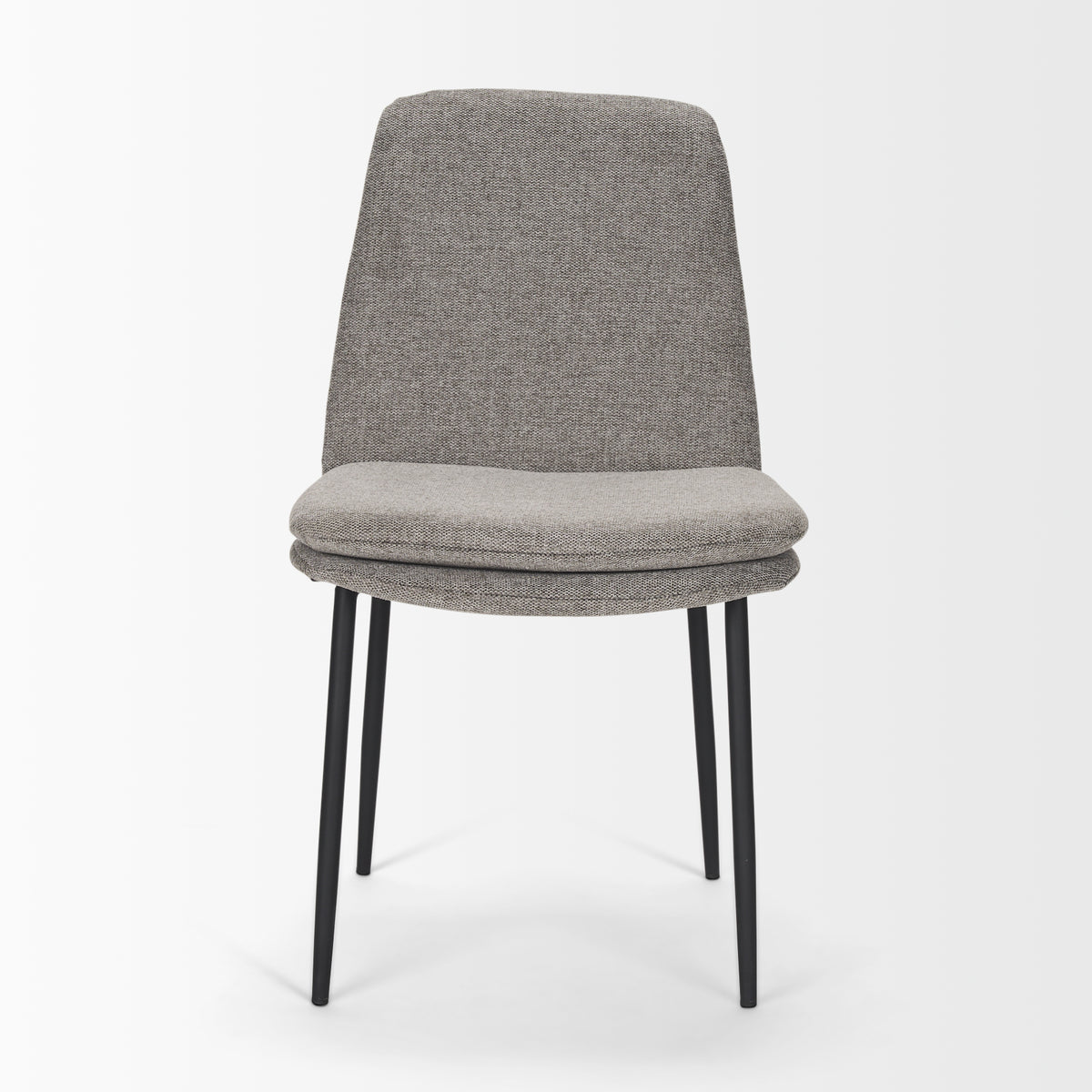 Eve Curved Back Dining Side Chair | Gray Fabric w/ Black Metal-Dining Chairs-DECOROLALA