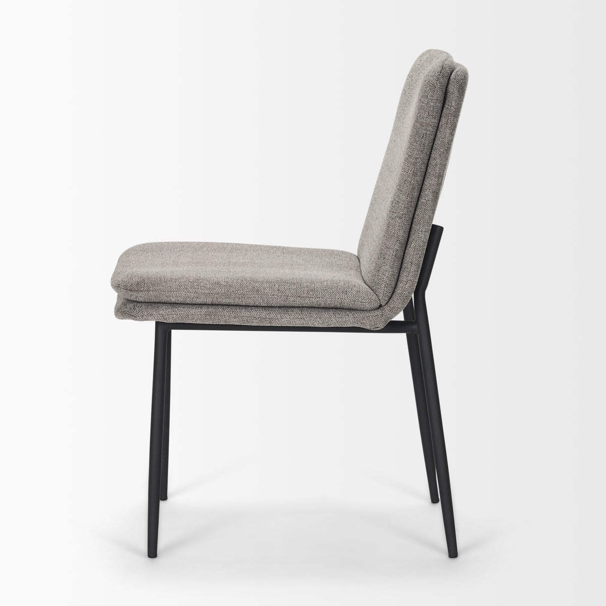 Eve Curved Back Dining Side Chair | Gray Fabric w/ Black Metal-Dining Chairs-DECOROLALA
