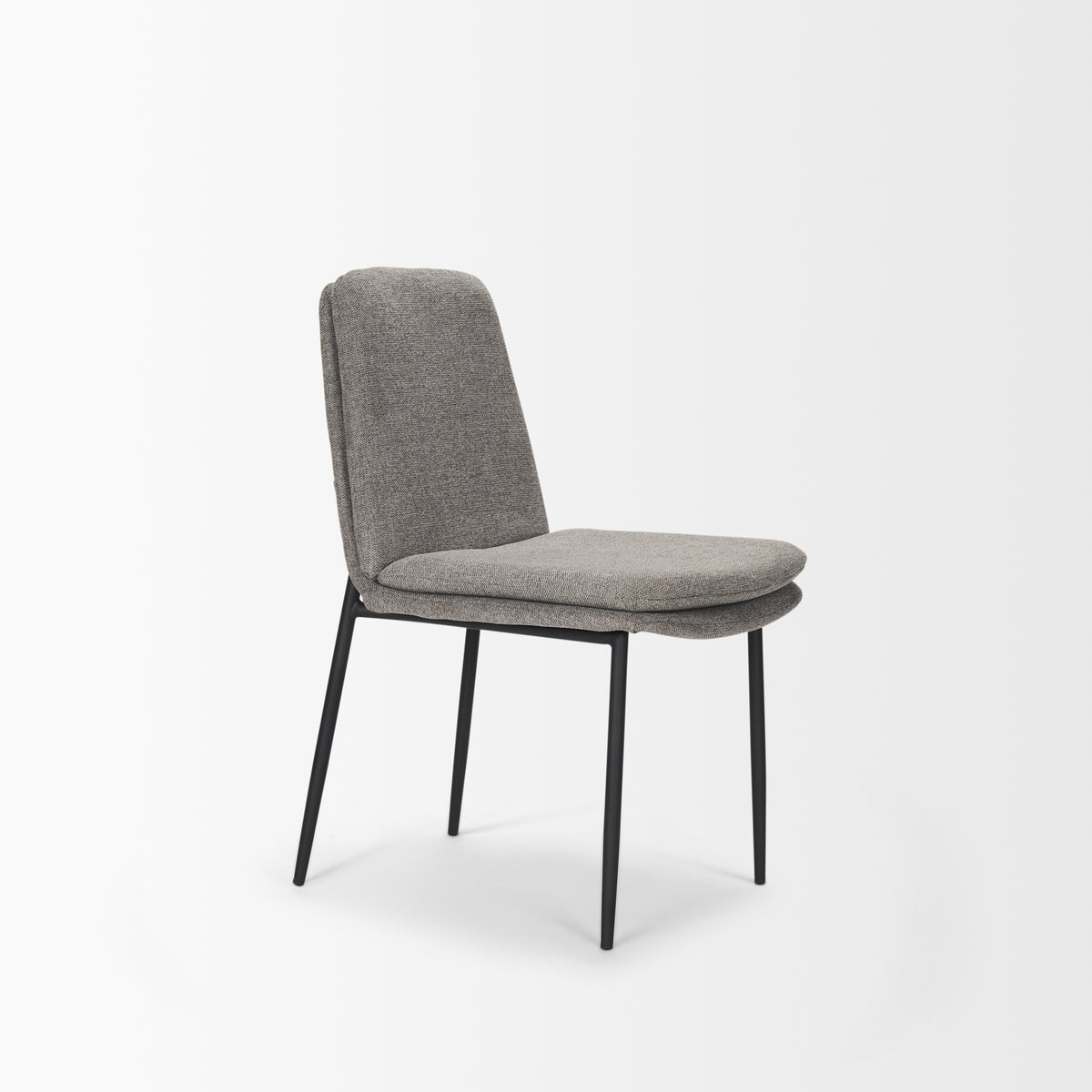 Eve Curved Back Dining Side Chair | Gray Fabric w/ Black Metal-Dining Chairs-DECOROLALA