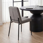 Eve Curved Back Dining Side Chair | Gray Fabric w/ Black Metal-Dining Chairs-DECOROLALA