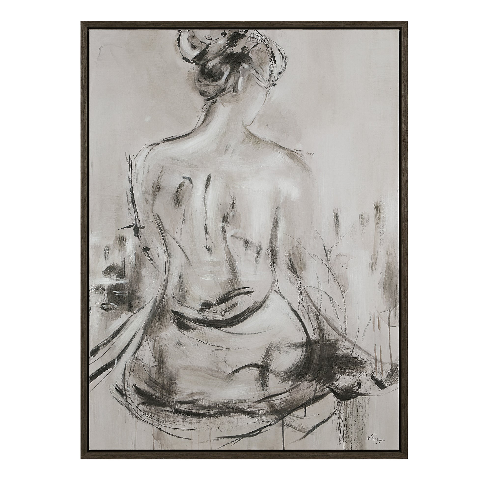Evelyne 48" H x 36" W Canvas Art, White-Canvas Art-DECOROLALA