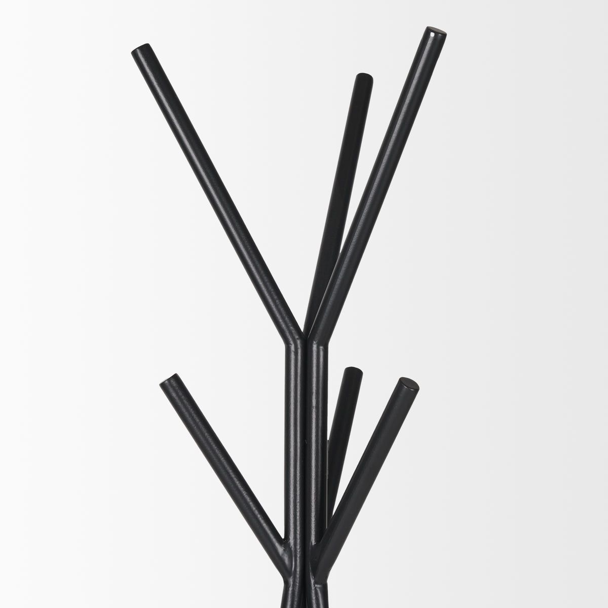 Everett Matte Black Metal w/ Two Metal Shelves Coat Rack-Coat Racks-DECOROLALA