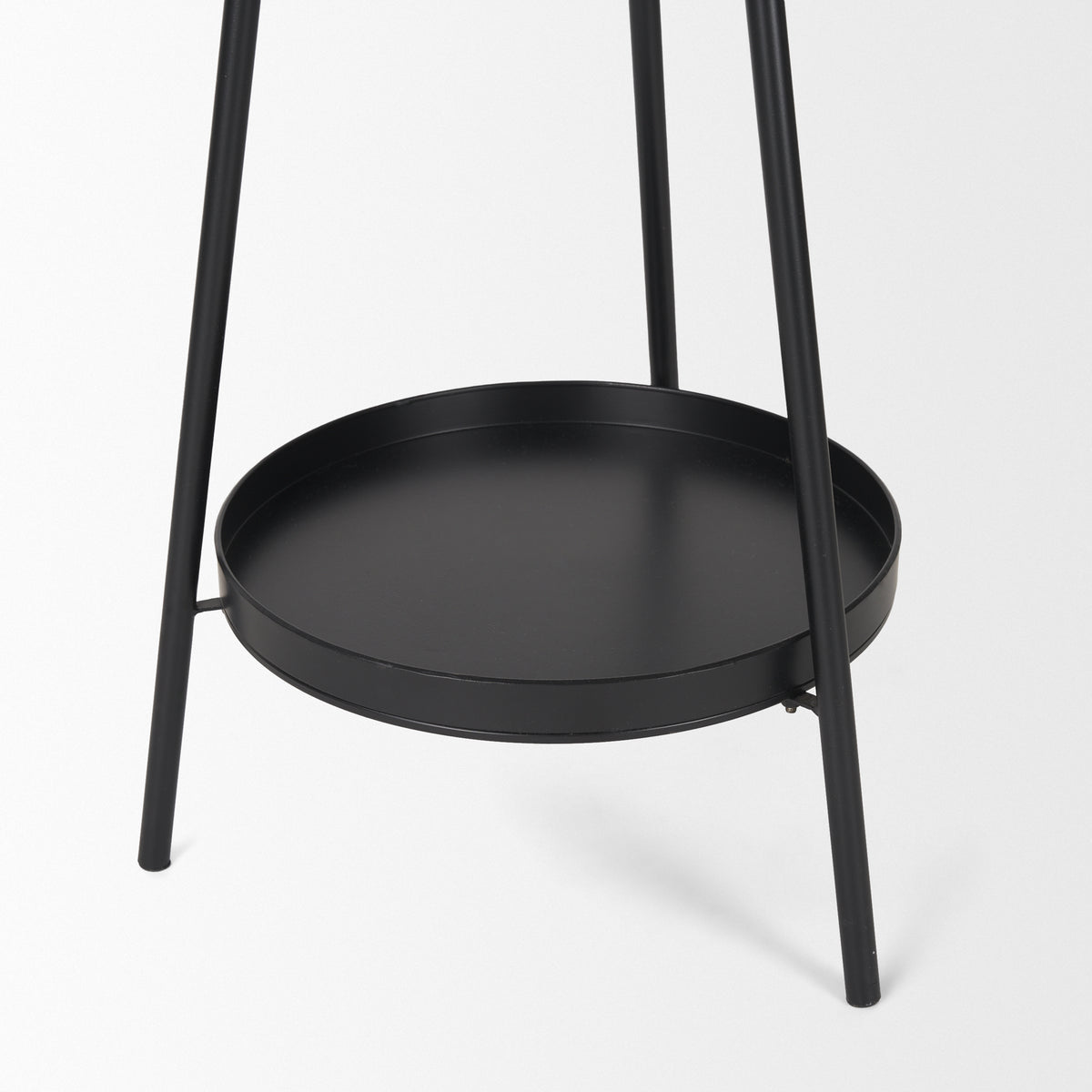 Everett Matte Black Metal w/ Two Metal Shelves Coat Rack-Coat Racks-DECOROLALA