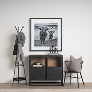 Everett Matte Black Metal w/ Two Metal Shelves Coat Rack-Coat Racks-DECOROLALA
