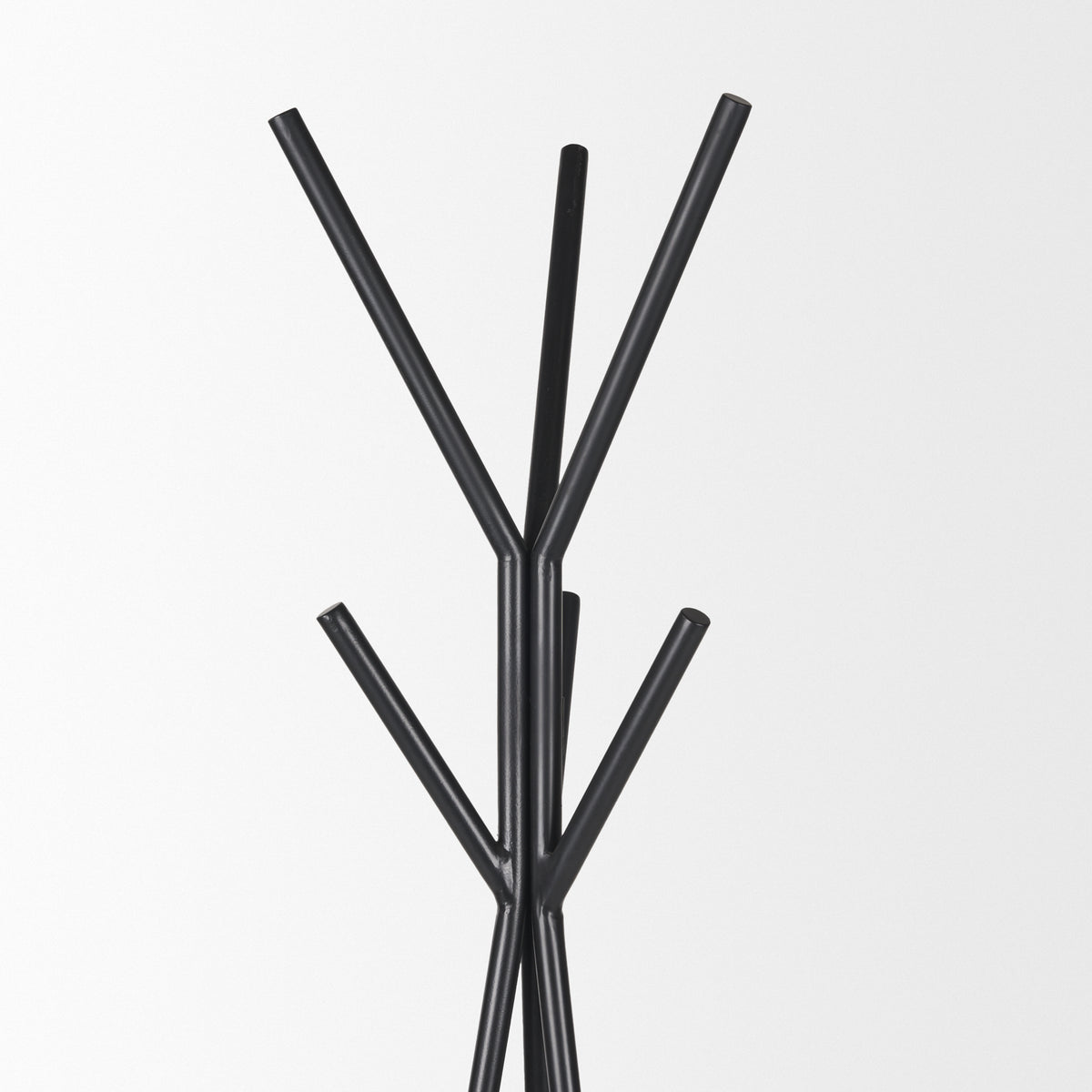 Everett Matte Black Metal w/ Two Wood Shelves Coat Rack-Coat Racks-DECOROLALA