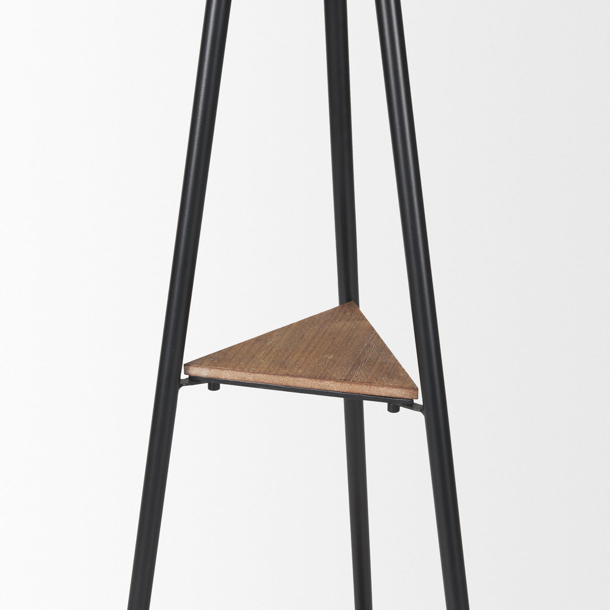 Everett Matte Black Metal w/ Two Wood Shelves Coat Rack-Coat Racks-DECOROLALA