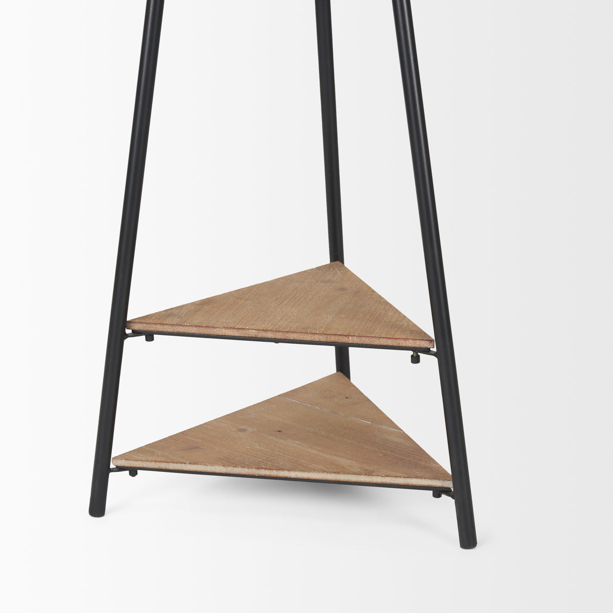 Everett Matte Black Metal w/ Two Wood Shelves Coat Rack-Coat Racks-DECOROLALA