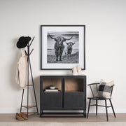 Everett Matte Black Metal w/ Two Wood Shelves Coat Rack-Coat Racks-DECOROLALA