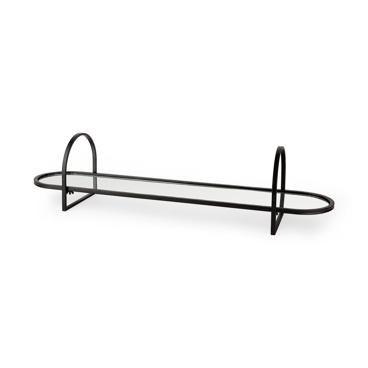 Evianna 30L x 7W x 7H Mirrored W/Black Metal Frame Tray-Trays-DECOROLALA