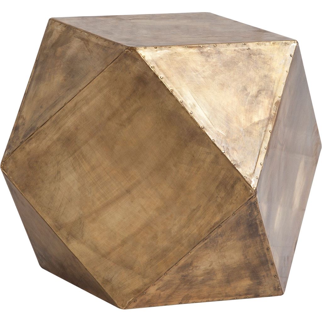 Exagoni 26" x 18.5" Hexagonal Brass Plated Hexagonal End/Side Table-End and Side Tables-DECOROLALA
